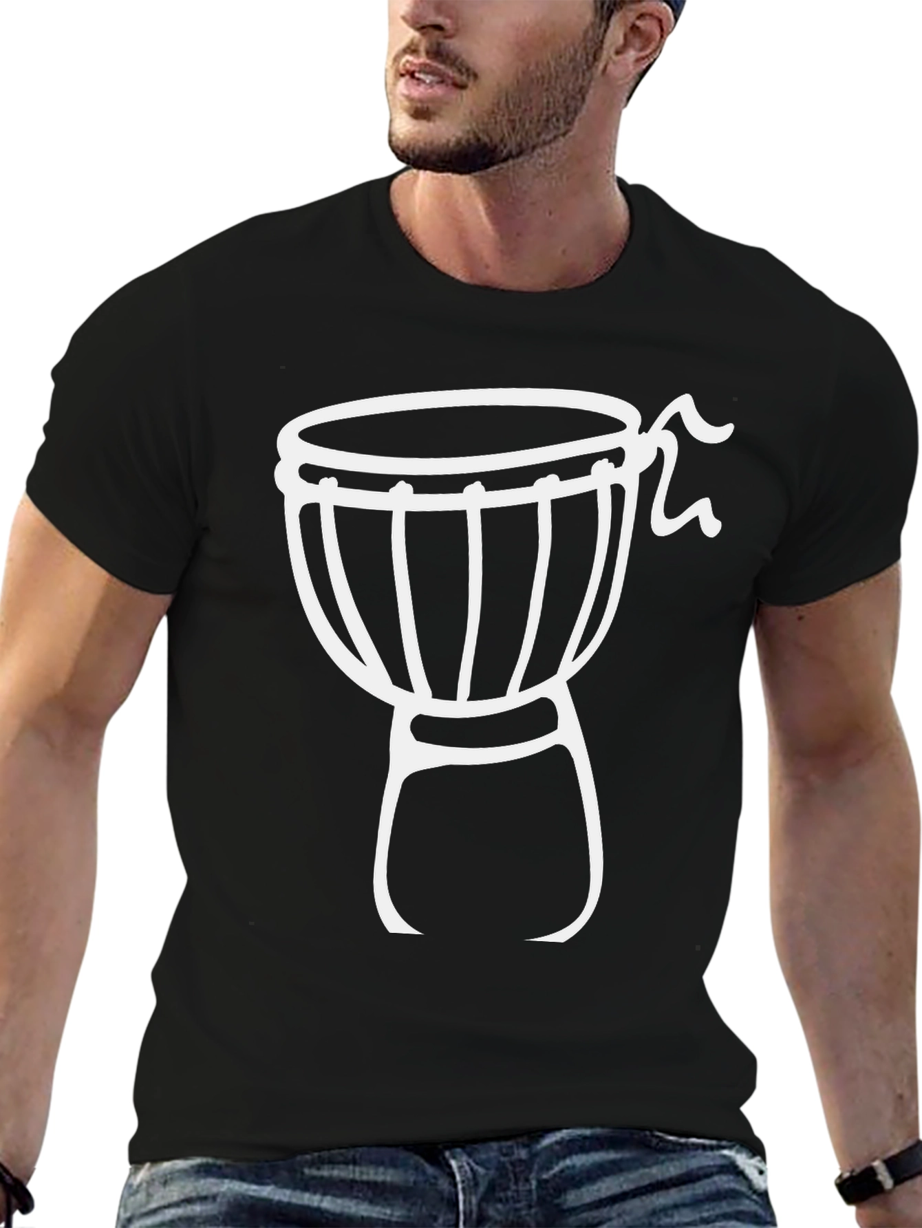 Black T-Shirt with Drum Graphic