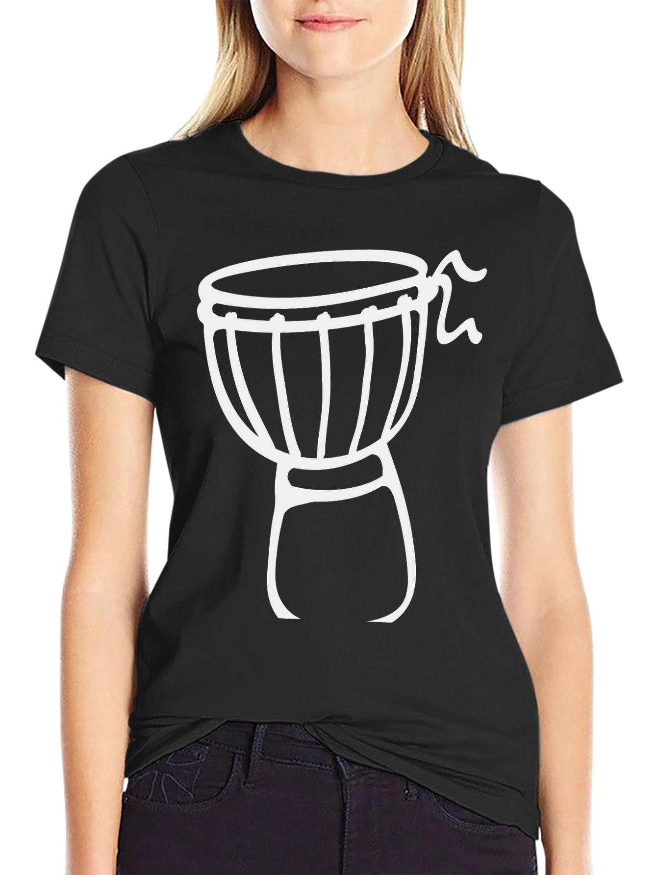 Black T-Shirt with Drum Graphic