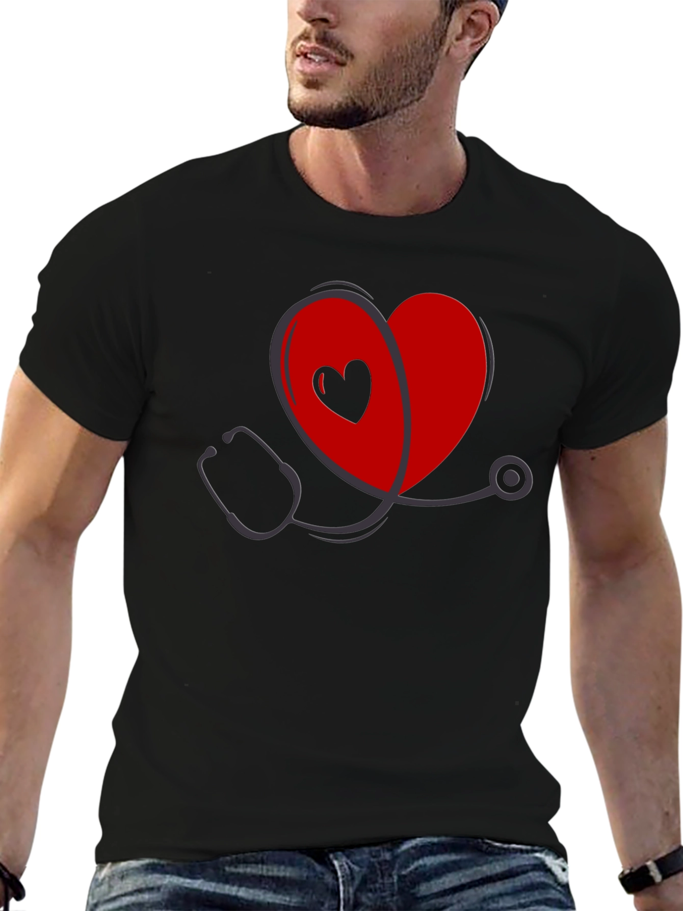 Heart Stethoscope Graphic Tee - Medical Love Shirt