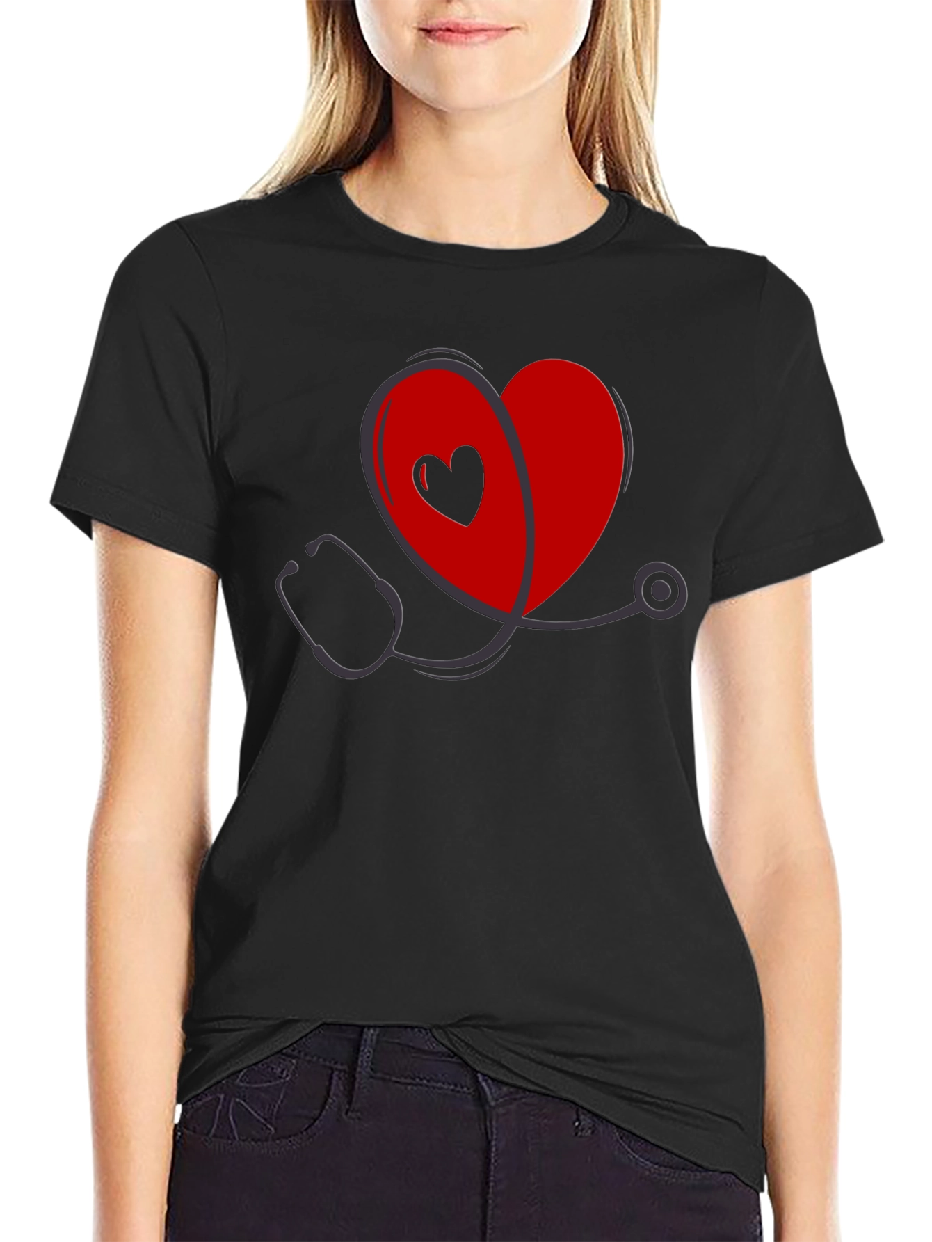 Heart Stethoscope Graphic Tee - Medical Love Shirt