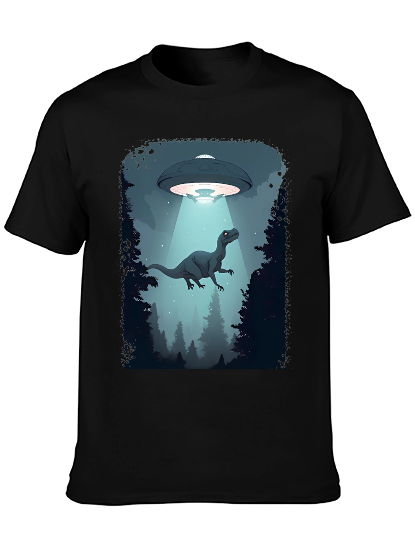 Dinosaur Abduction Graphic Tee - Black