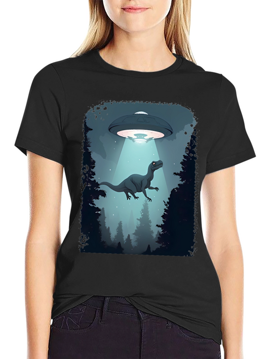 Dinosaur Abduction Graphic Tee - Black