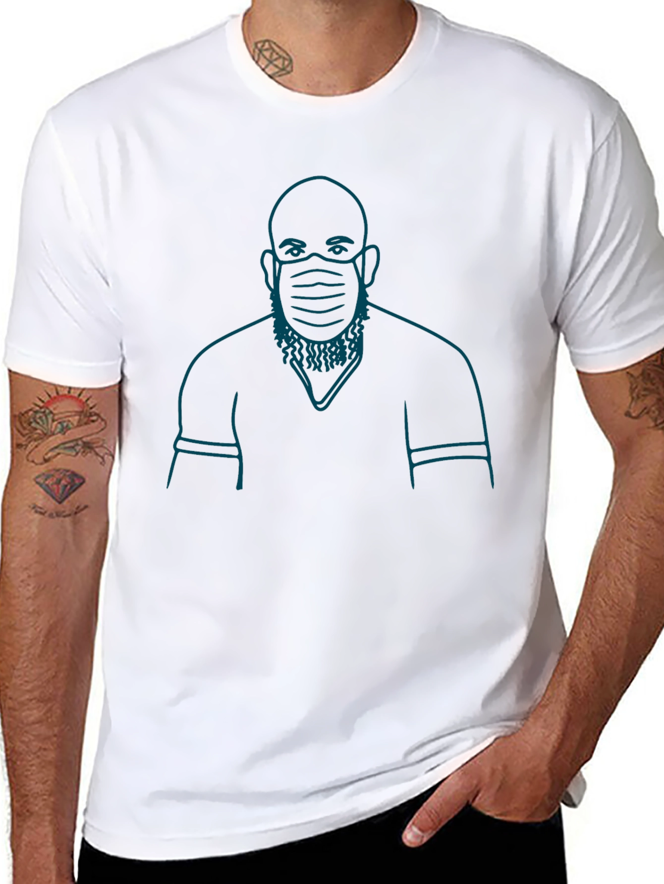 Masked Man Graphic T-Shirt - Black
