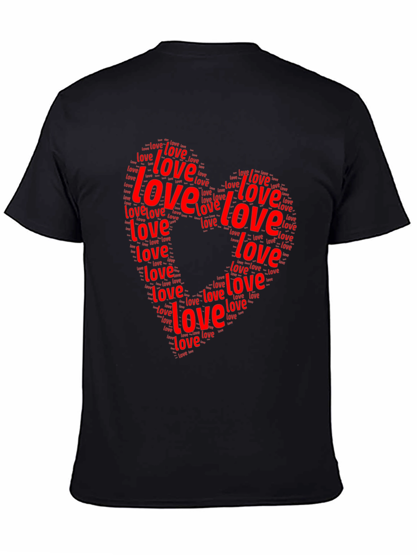 Love Word Art Heart Graphic Black T-Shirt