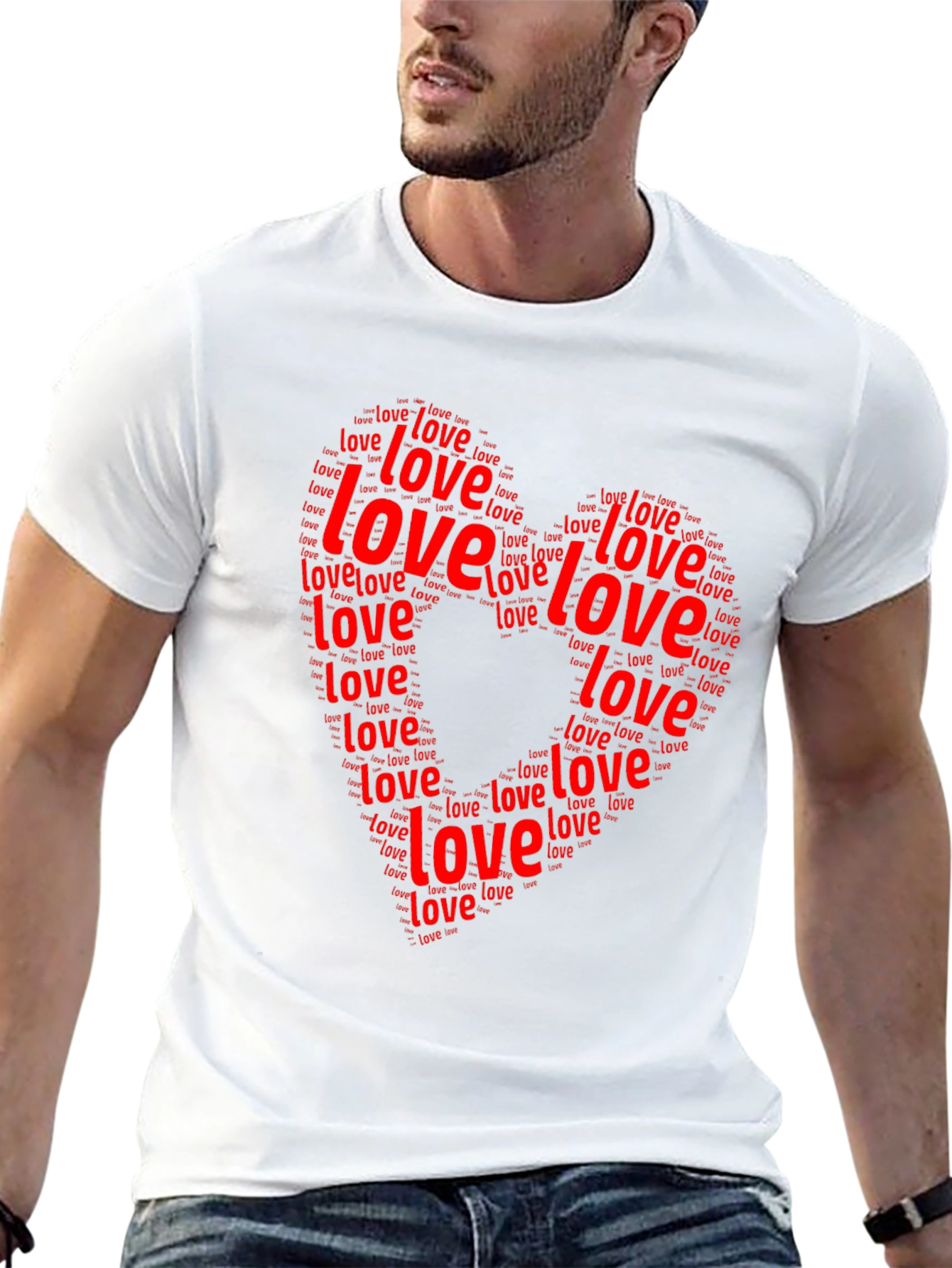 Love Word Art Heart Graphic Black T-Shirt