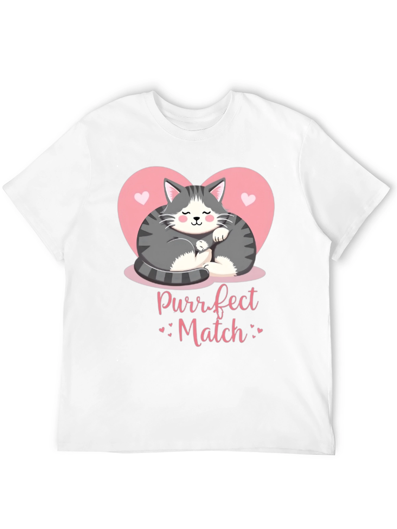 Purrfect Match Cat Graphic Tee - Black