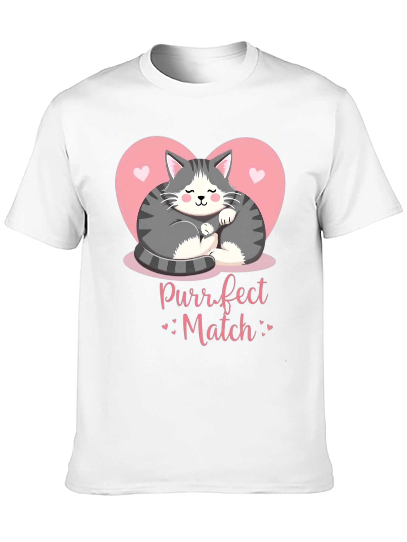 Purrfect Match Cat Graphic Tee - Black