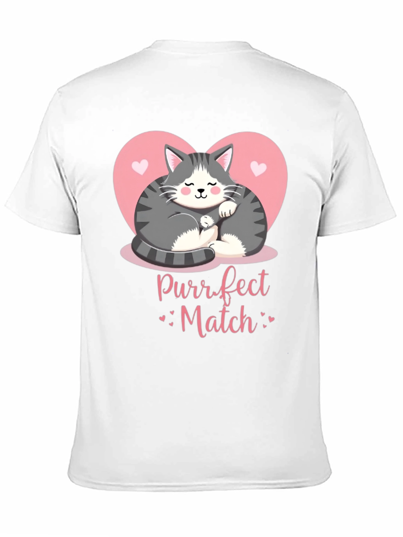 Purrfect Match Cat Graphic Tee - Black
