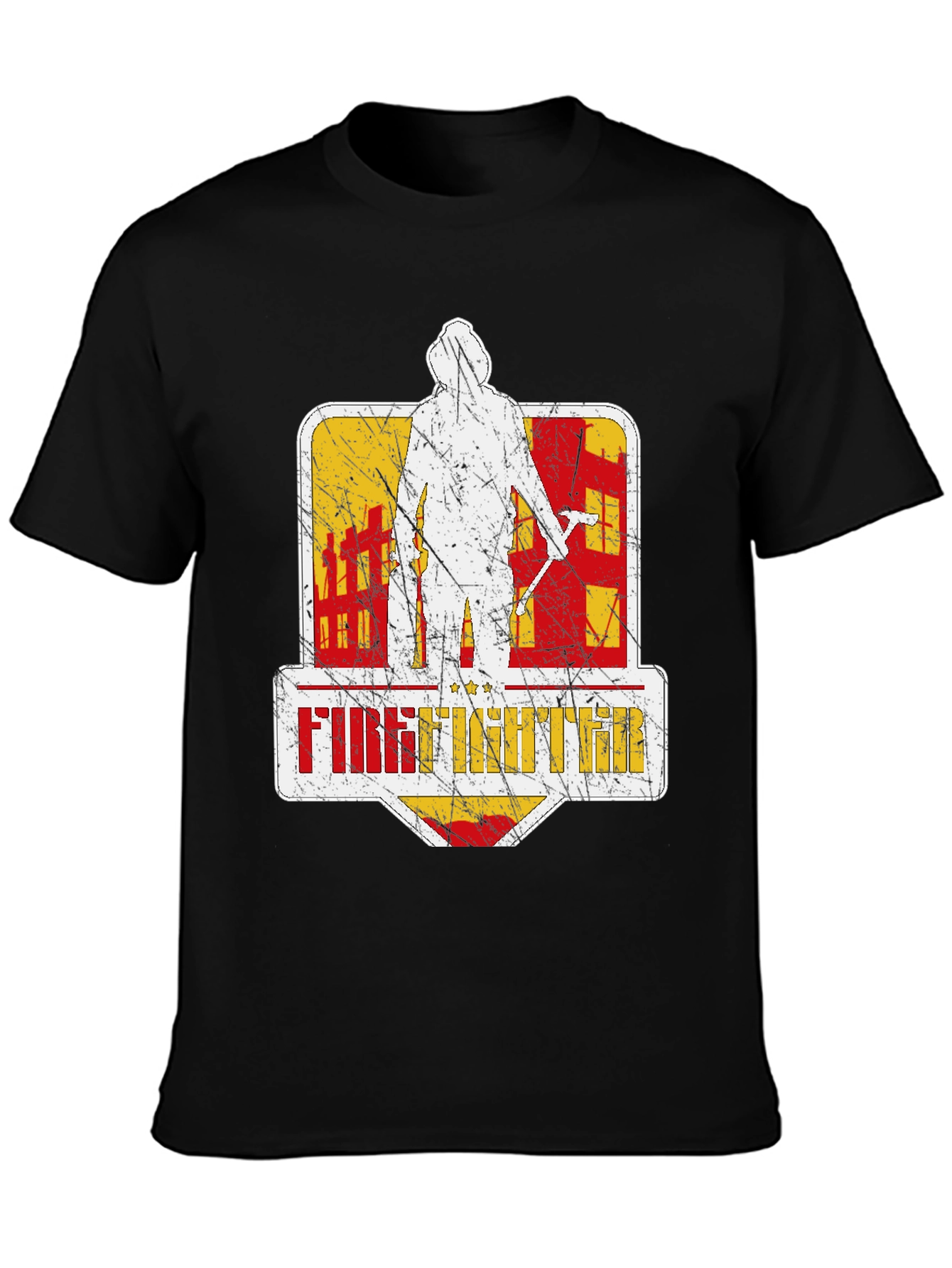 Firefighter Graphic T-Shirt - Distressed Design