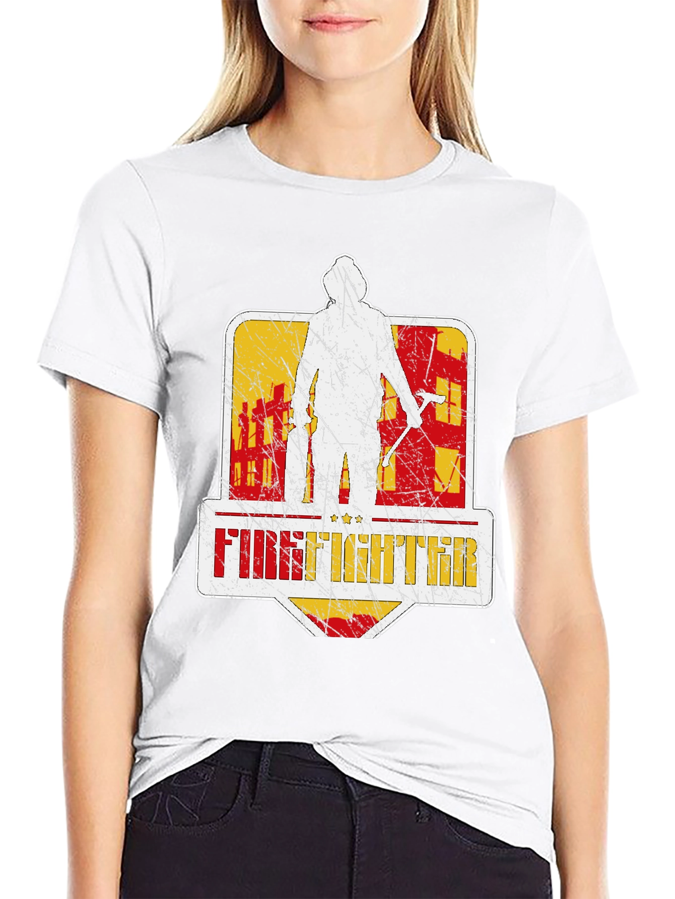 Firefighter Graphic T-Shirt - Distressed Design