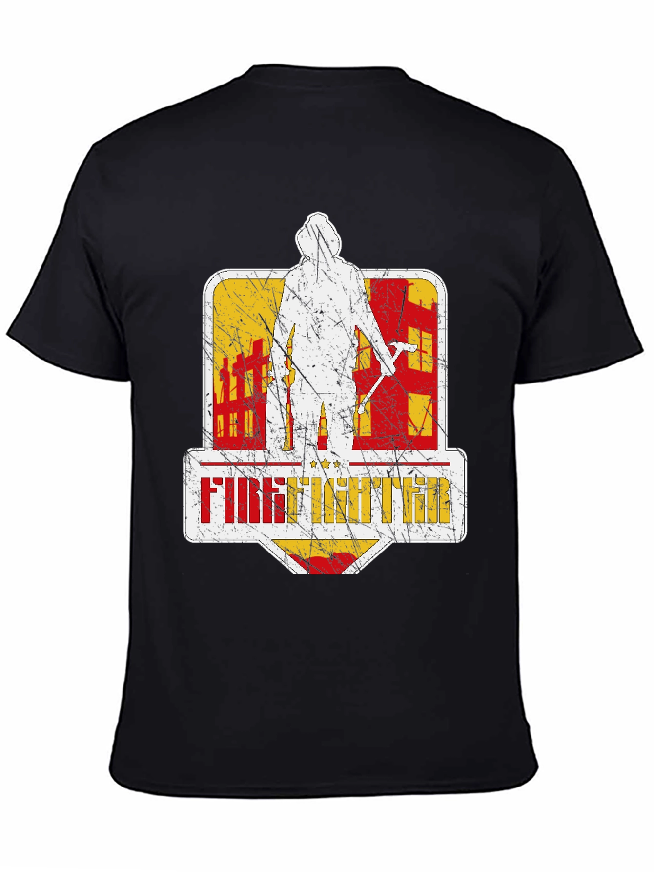 Firefighter Graphic T-Shirt - Distressed Design