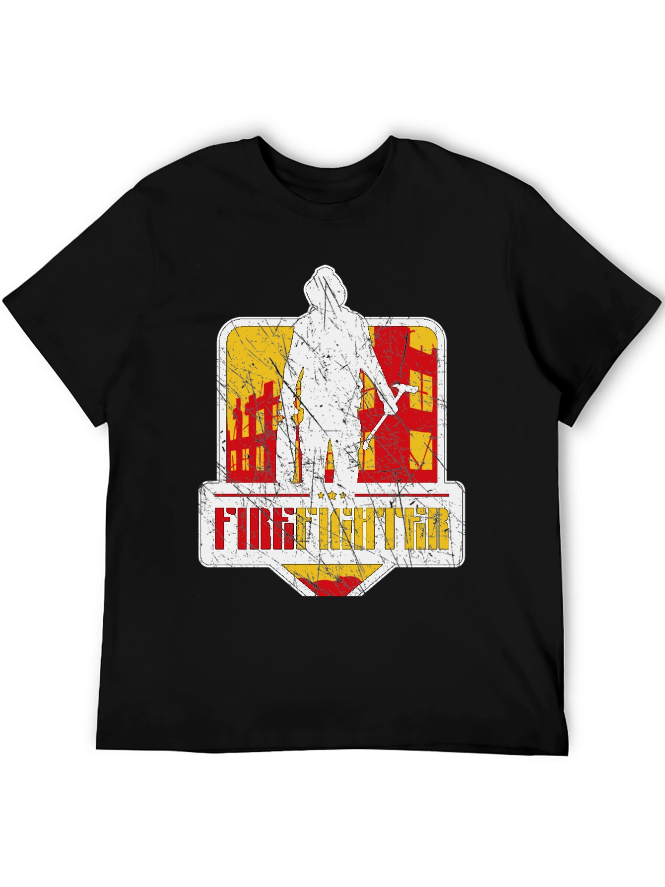 Firefighter Graphic T-Shirt - Distressed Design