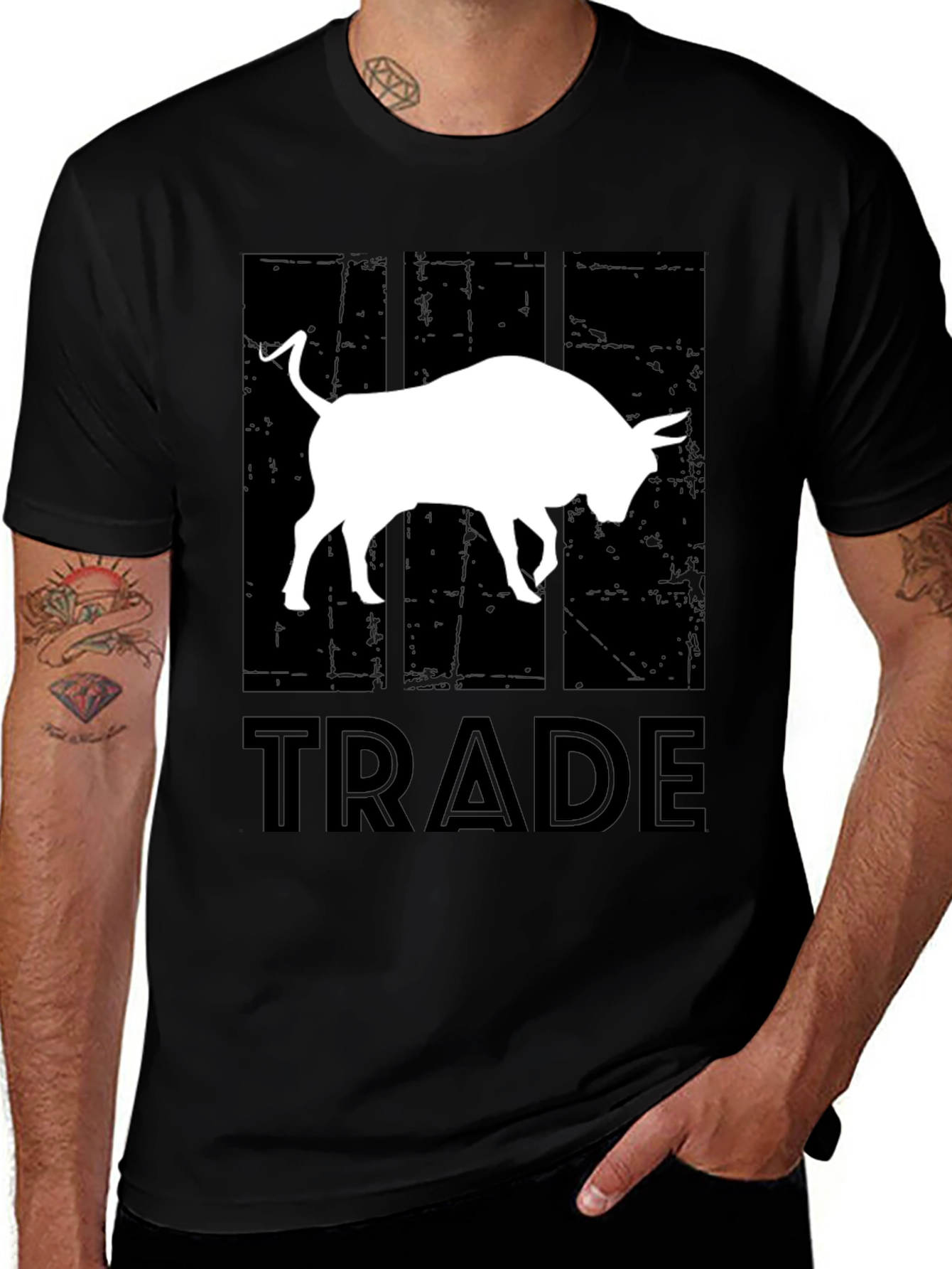 Trade Bull T-Shirt - Black Cotton Graphic Tee