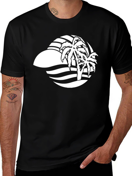 Black Palm Tree Graphic Tee - Tropical Vibes
