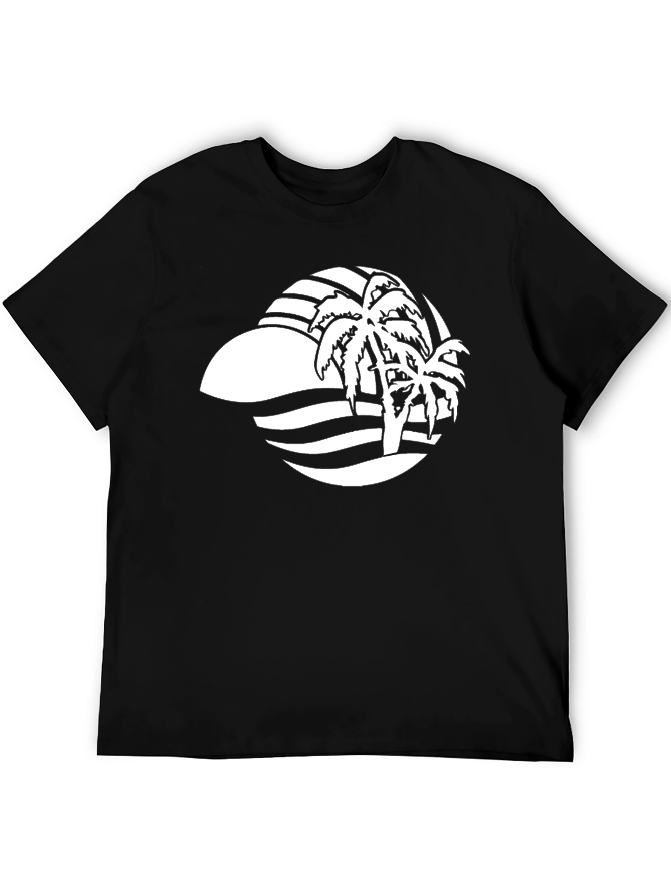 Black Palm Tree Graphic Tee - Tropical Vibes