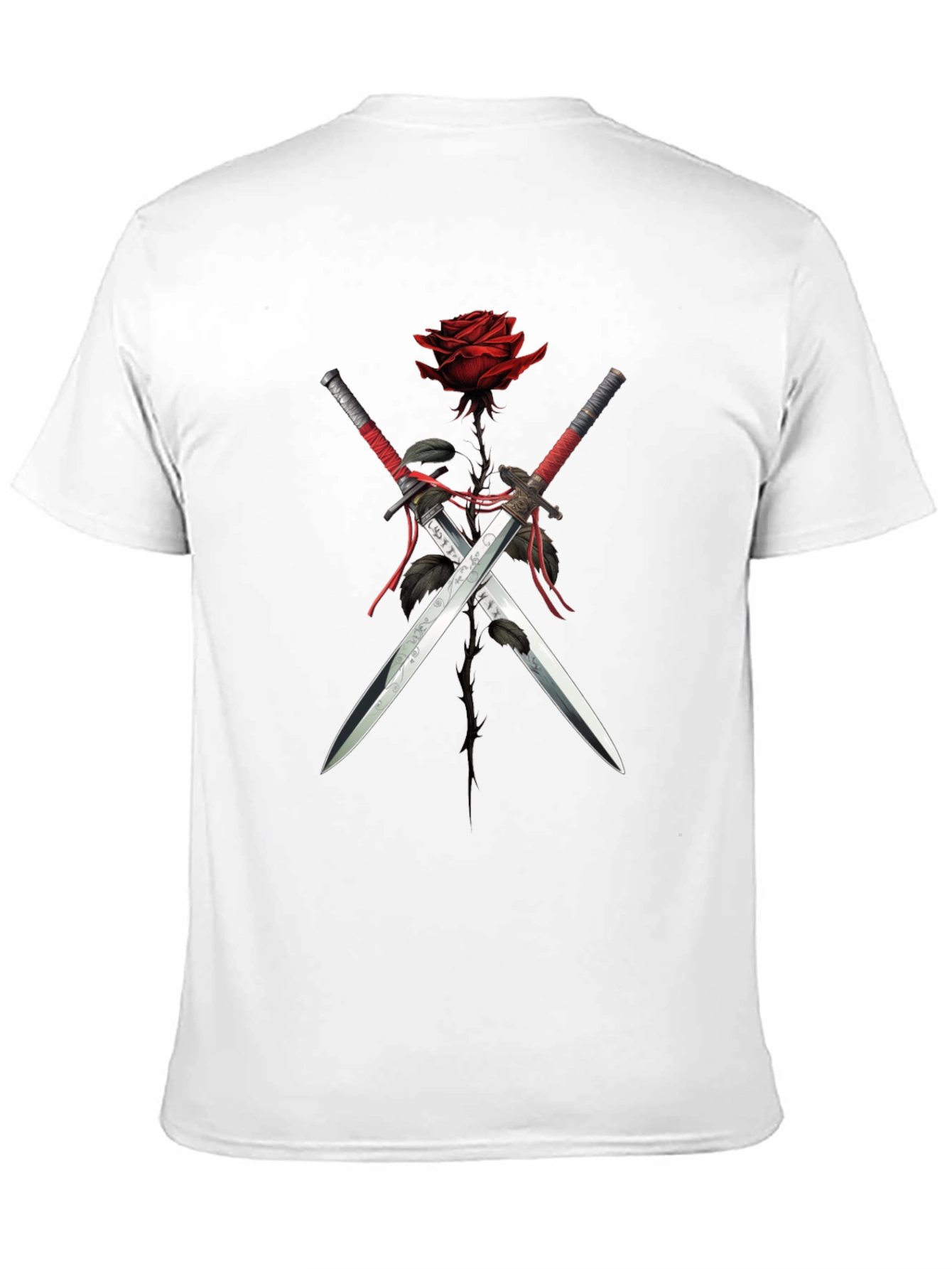 Rose & Swords Graphic Tee - Edgy Style