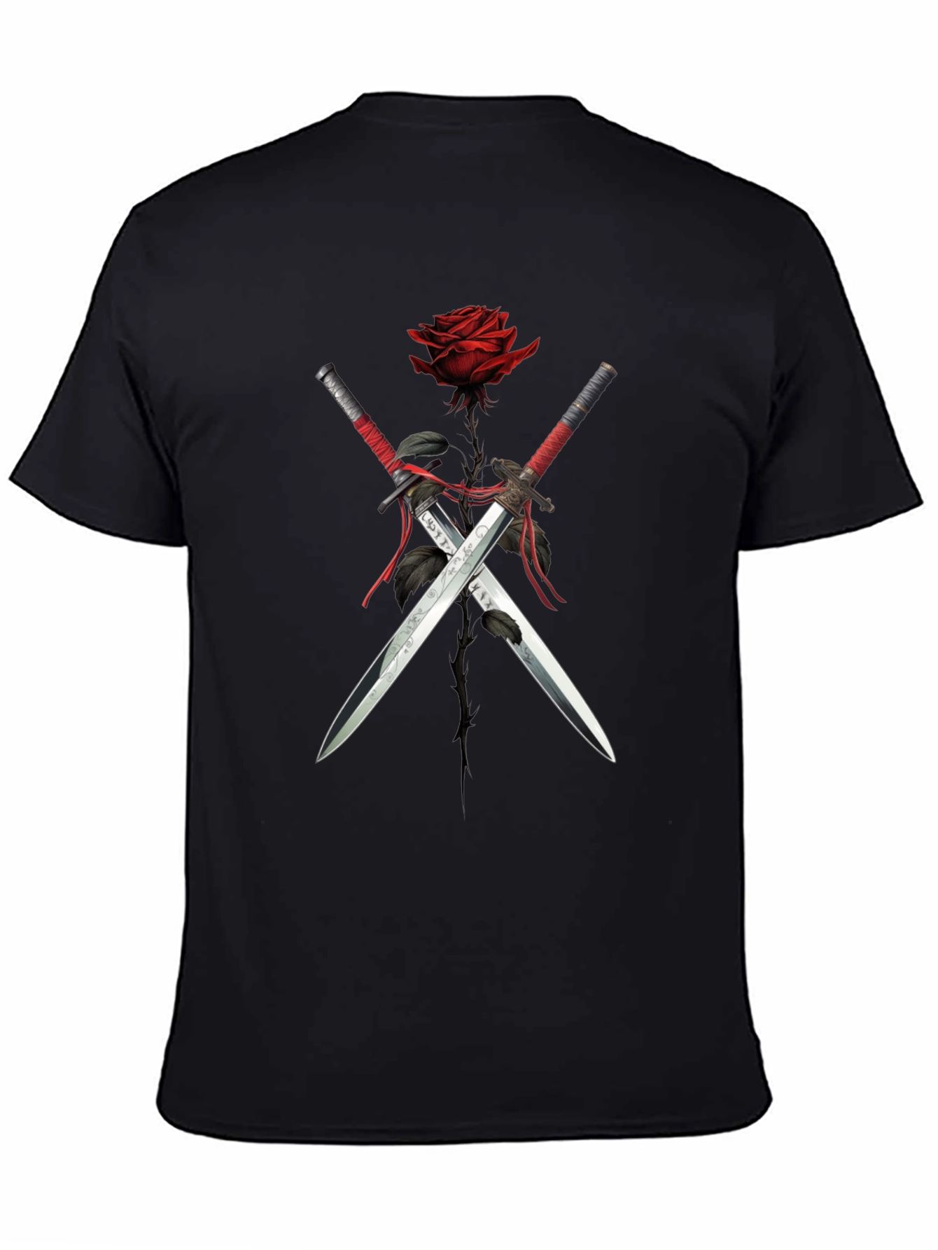 Rose & Swords Graphic Tee - Edgy Style