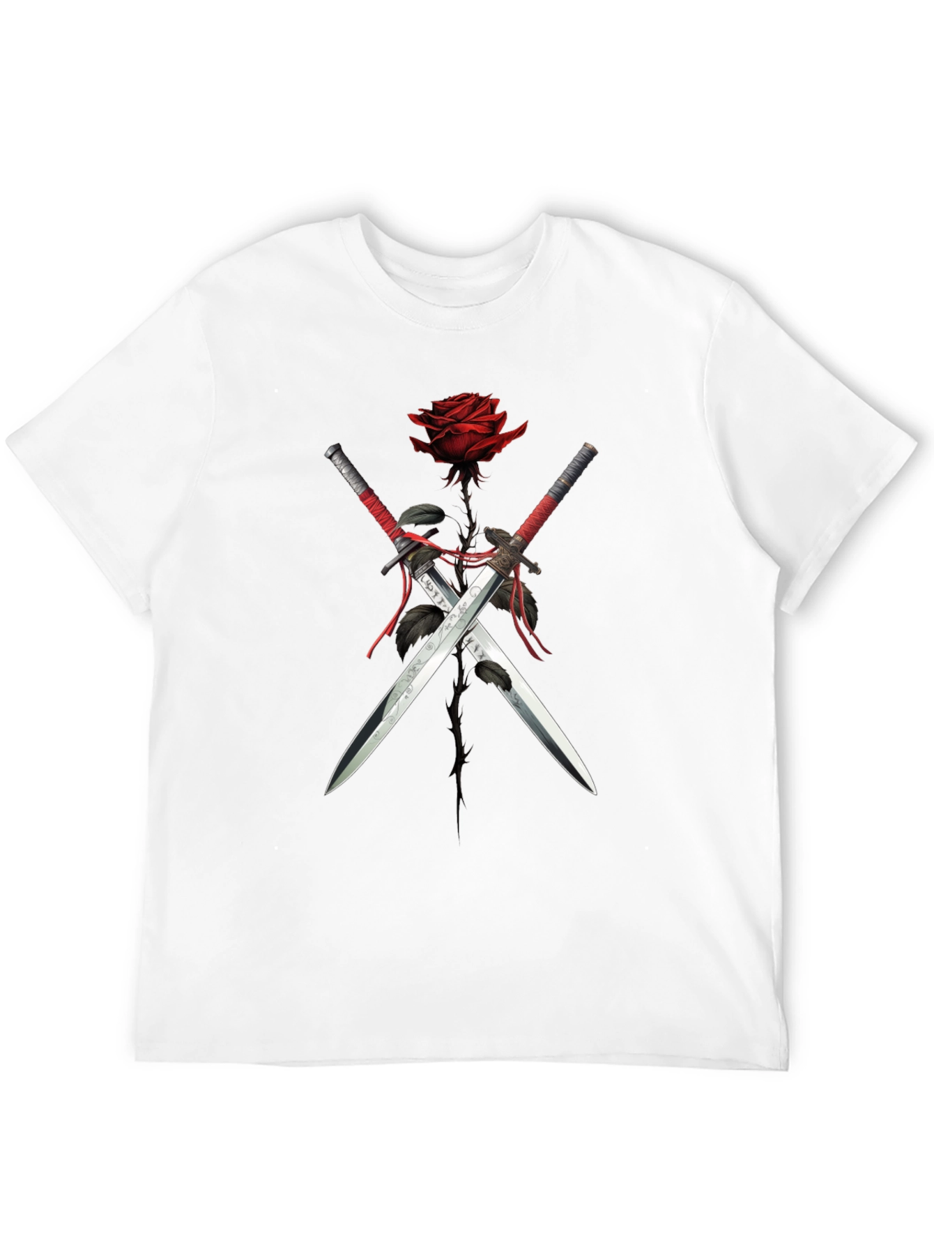 Rose & Swords Graphic Tee - Edgy Style