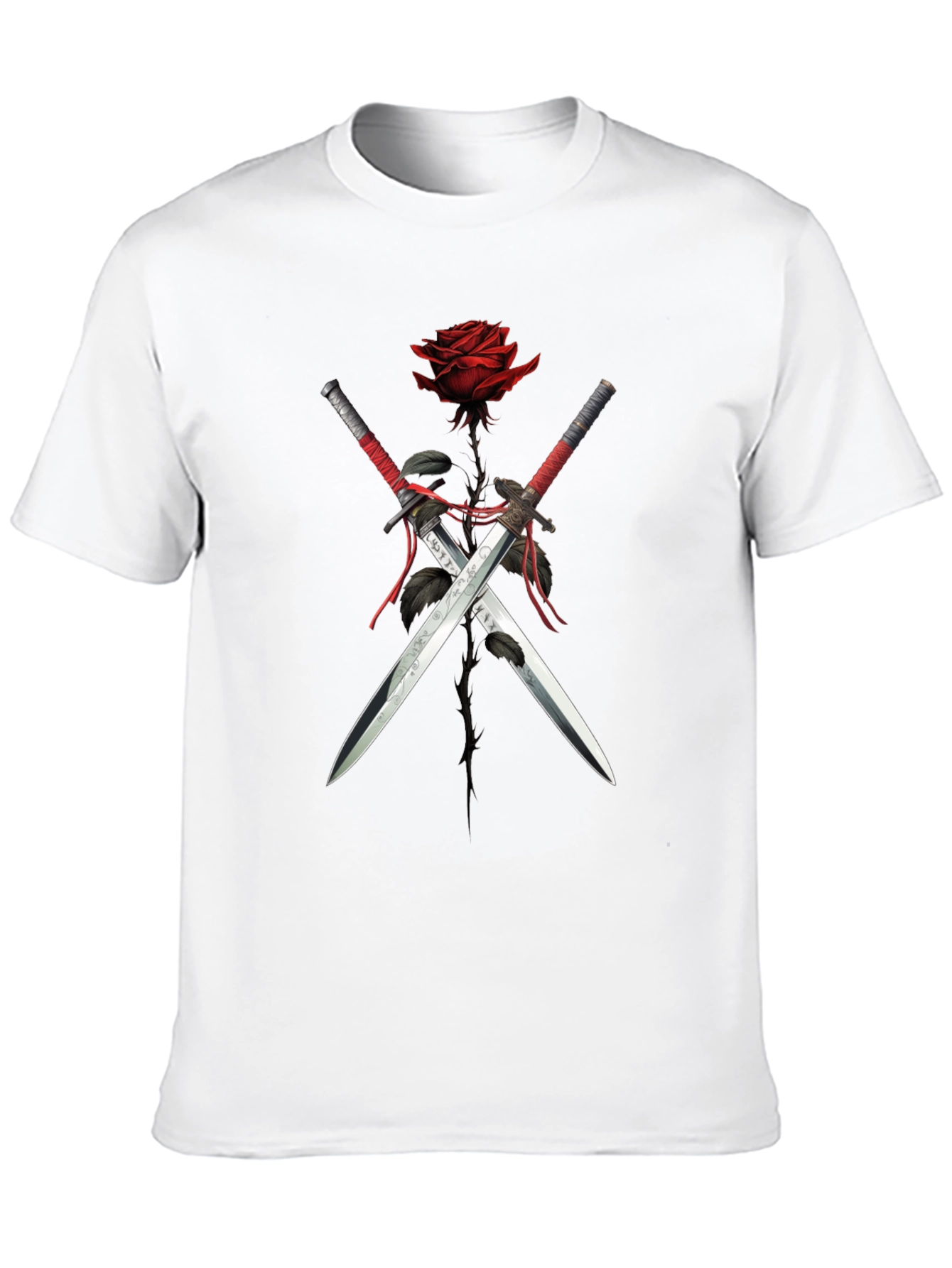 Rose & Swords Graphic Tee - Edgy Style