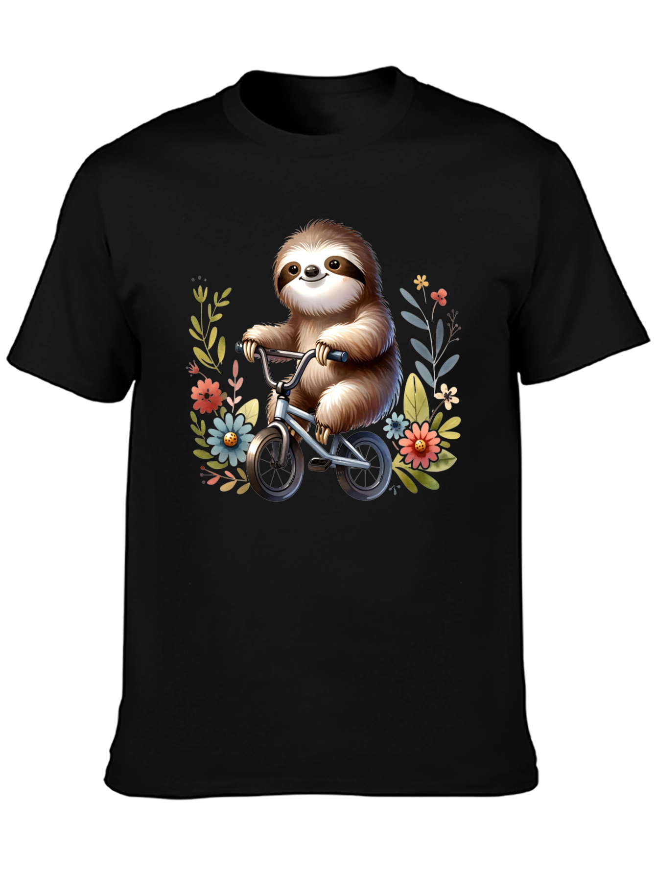 Sloth on Bicycle Graphic T-Shirt