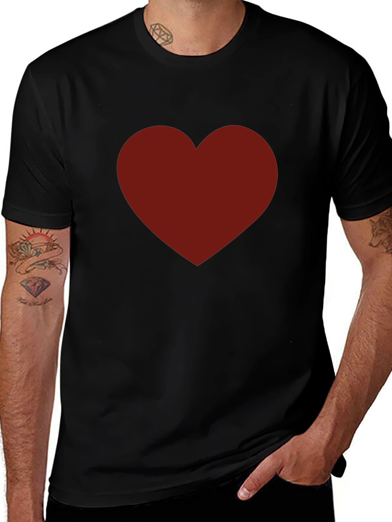 Bold Heart Graphic Black T-Shirt for Men