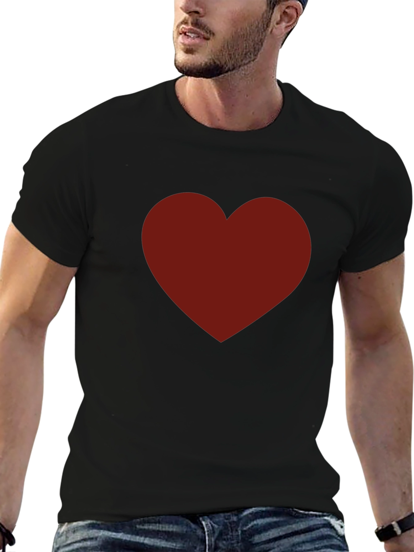 Bold Heart Graphic Black T-Shirt for Men