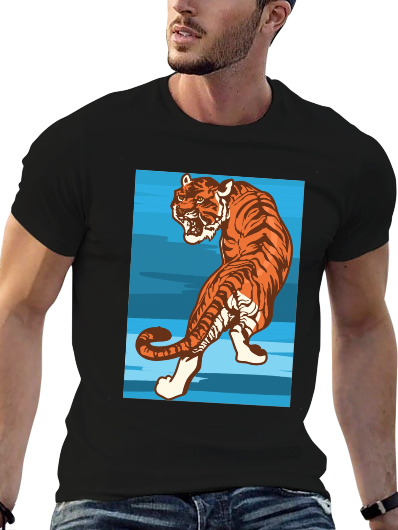 Tiger Graphic Tee - Mens Black T-Shirt