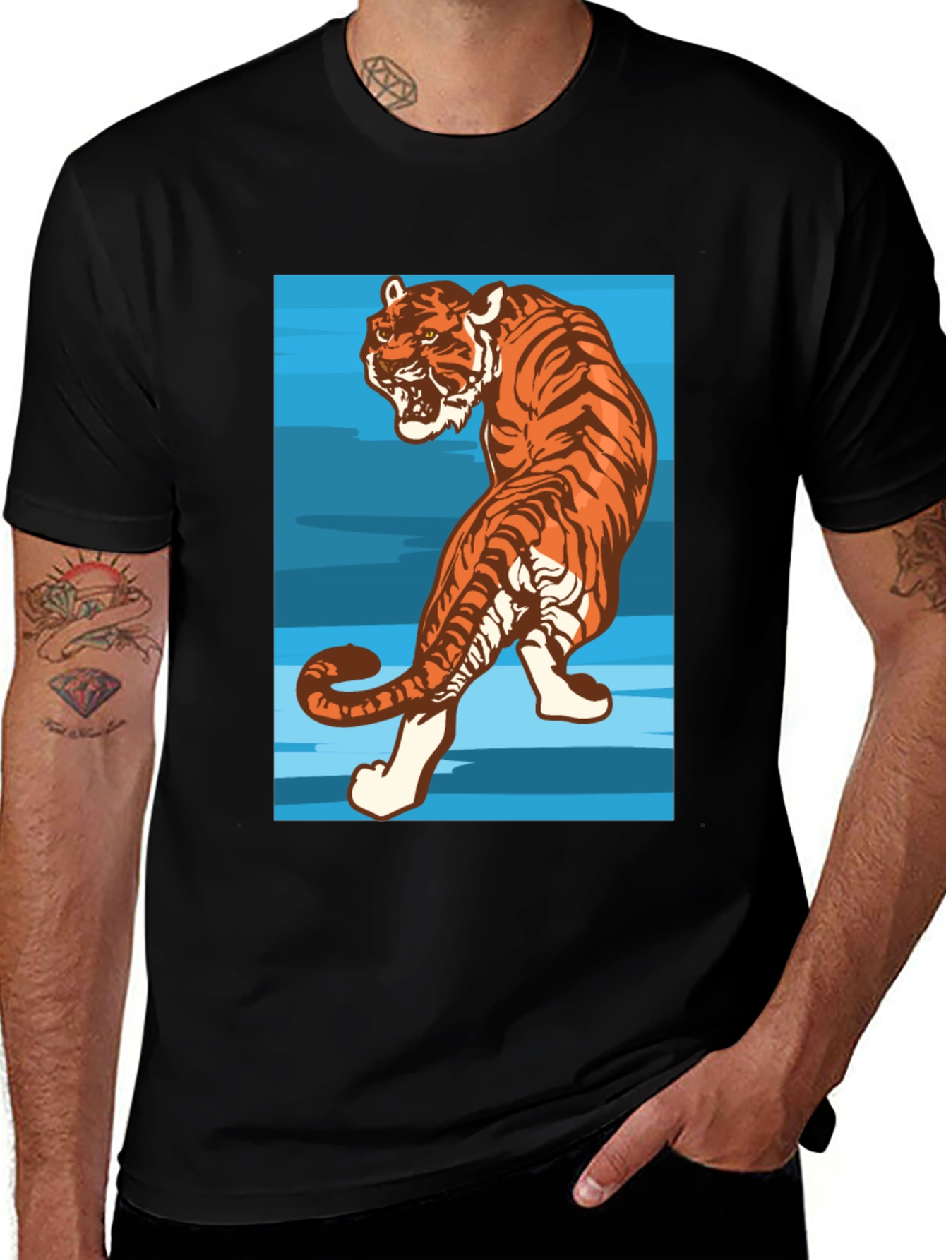 Tiger Graphic Tee - Mens Black T-Shirt