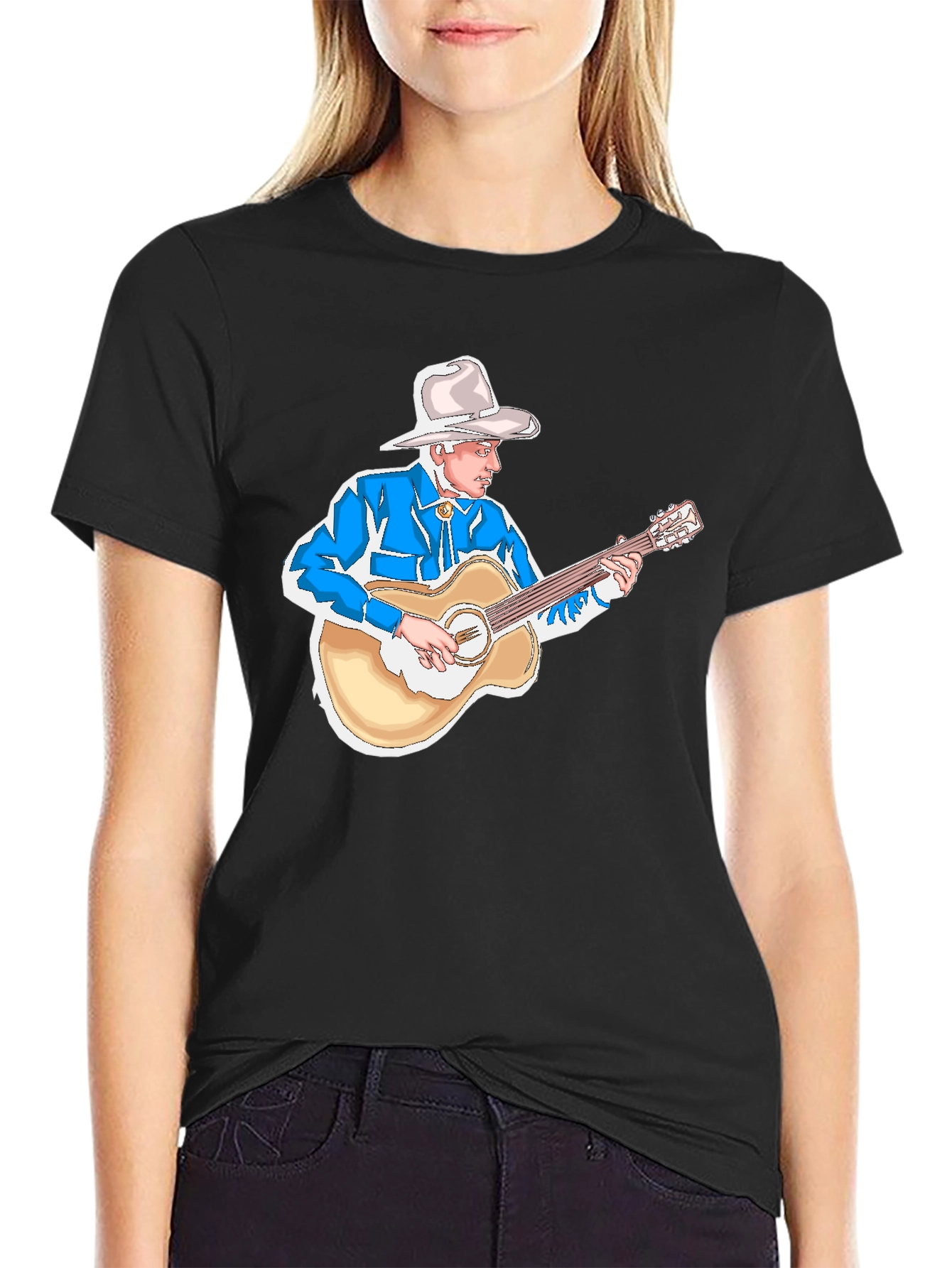 Cowboy Guitarist Black T-Shirt