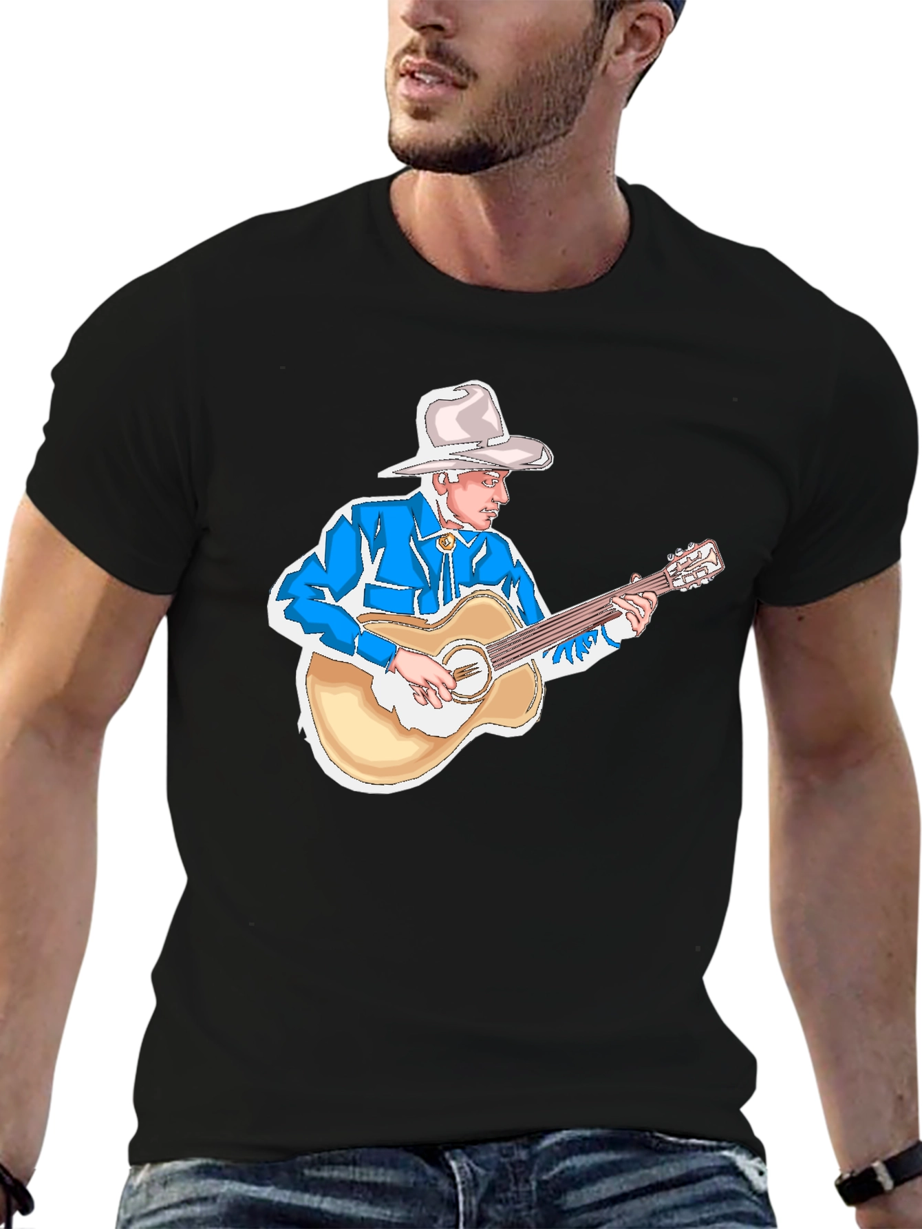 Cowboy Guitarist Black T-Shirt