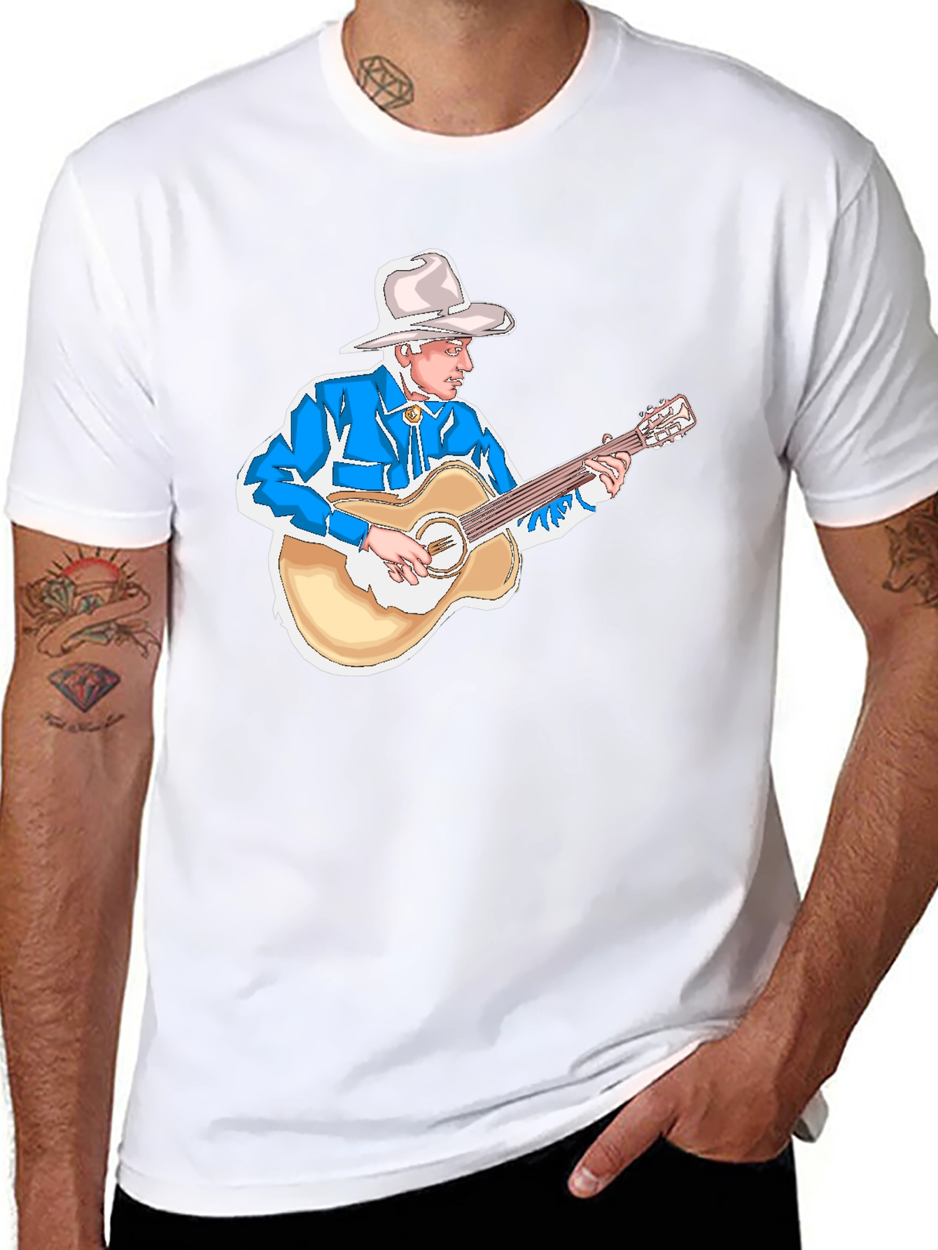 Cowboy Guitarist Black T-Shirt