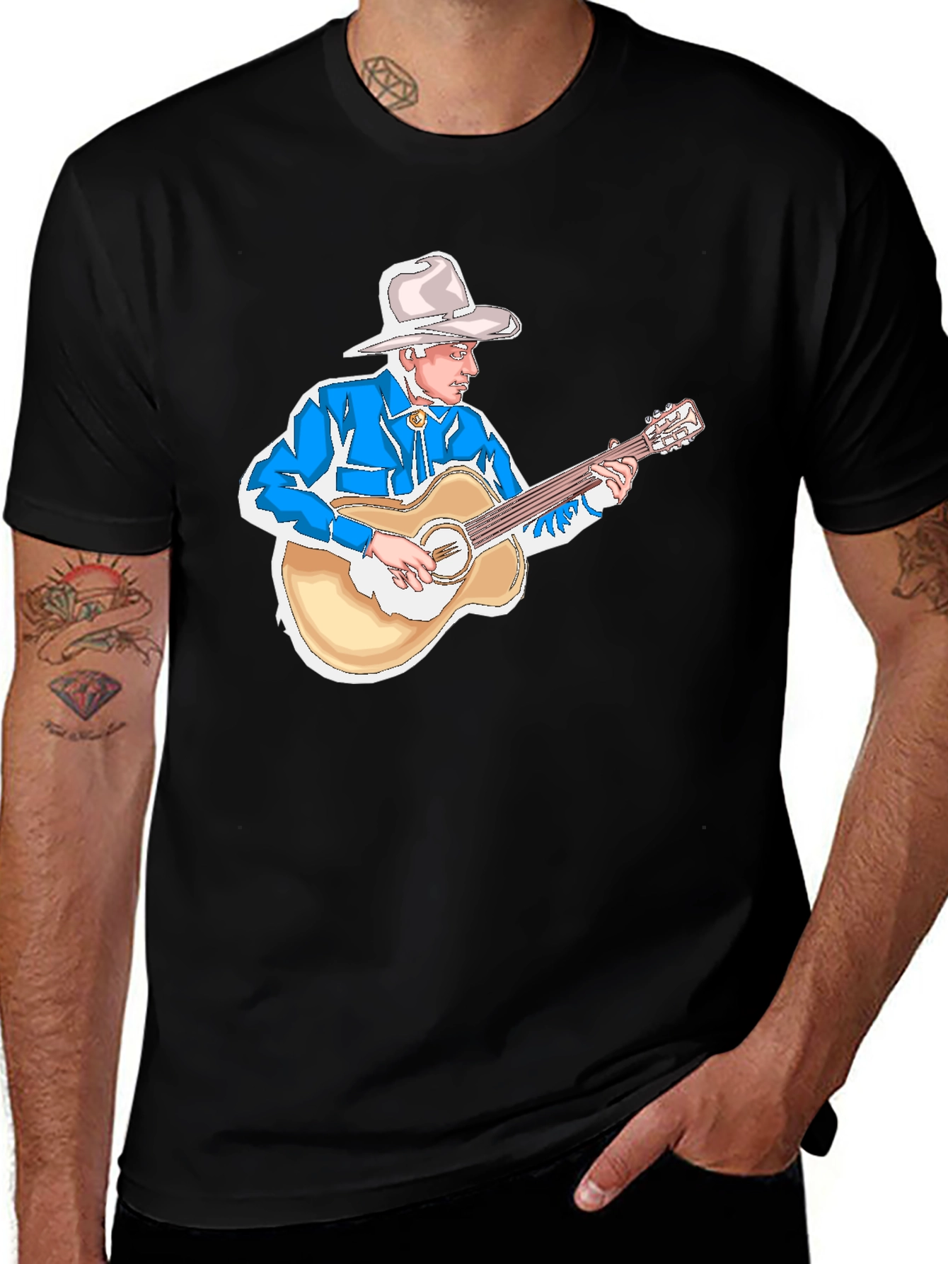 Cowboy Guitarist Black T-Shirt