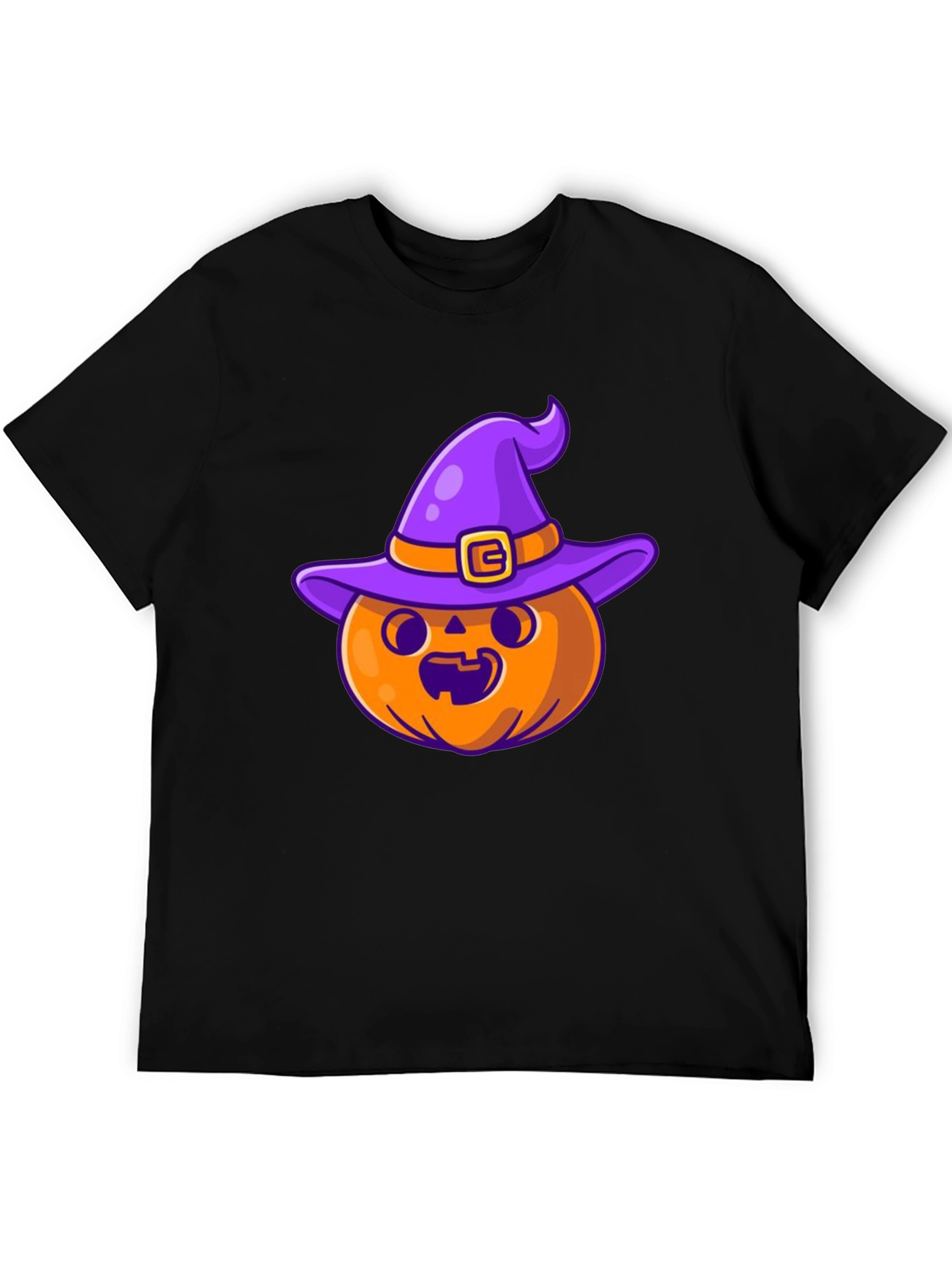 Halloween Pumpkin Witch Hat Black T-Shirt