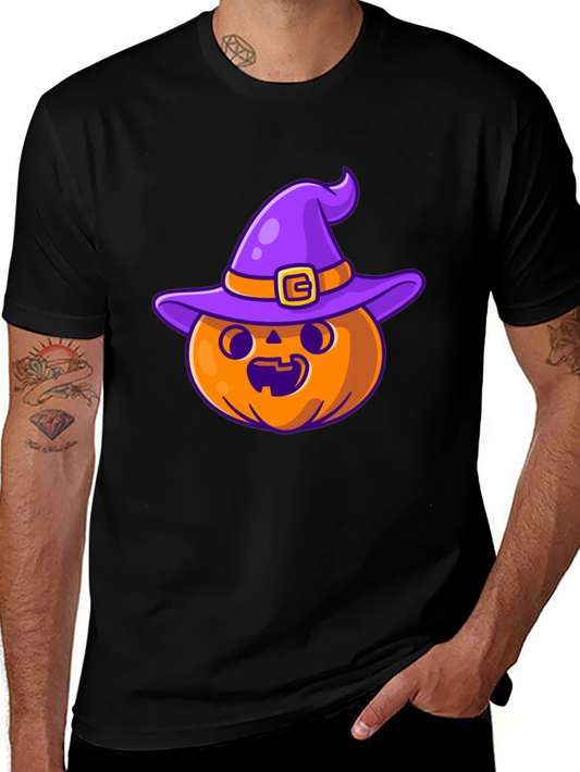 Halloween Pumpkin Witch Hat Black T-Shirt