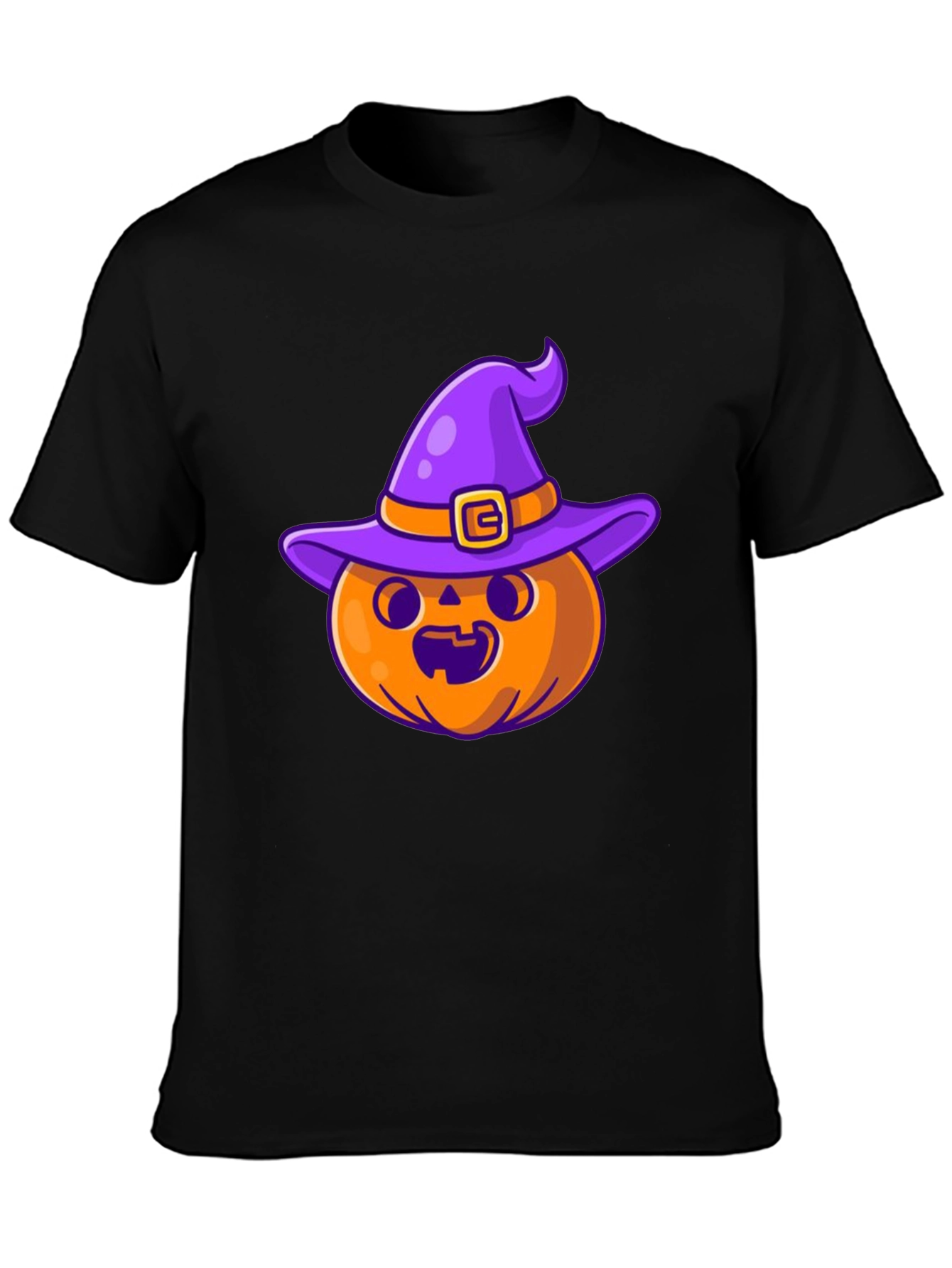 Halloween Pumpkin Witch Hat Black T-Shirt