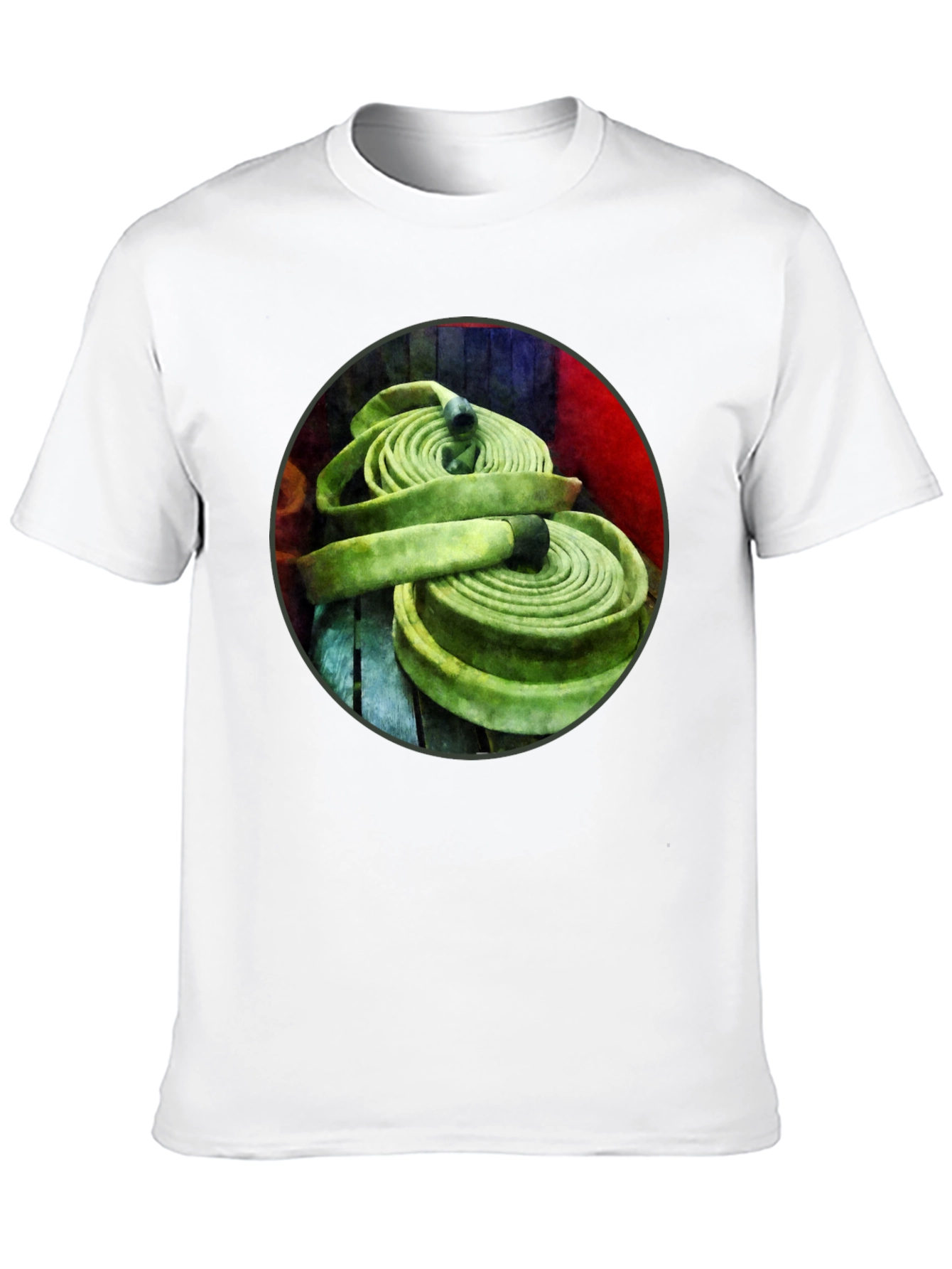 Fire Hose Graphic Tee - Black Crew Neck T-Shirt