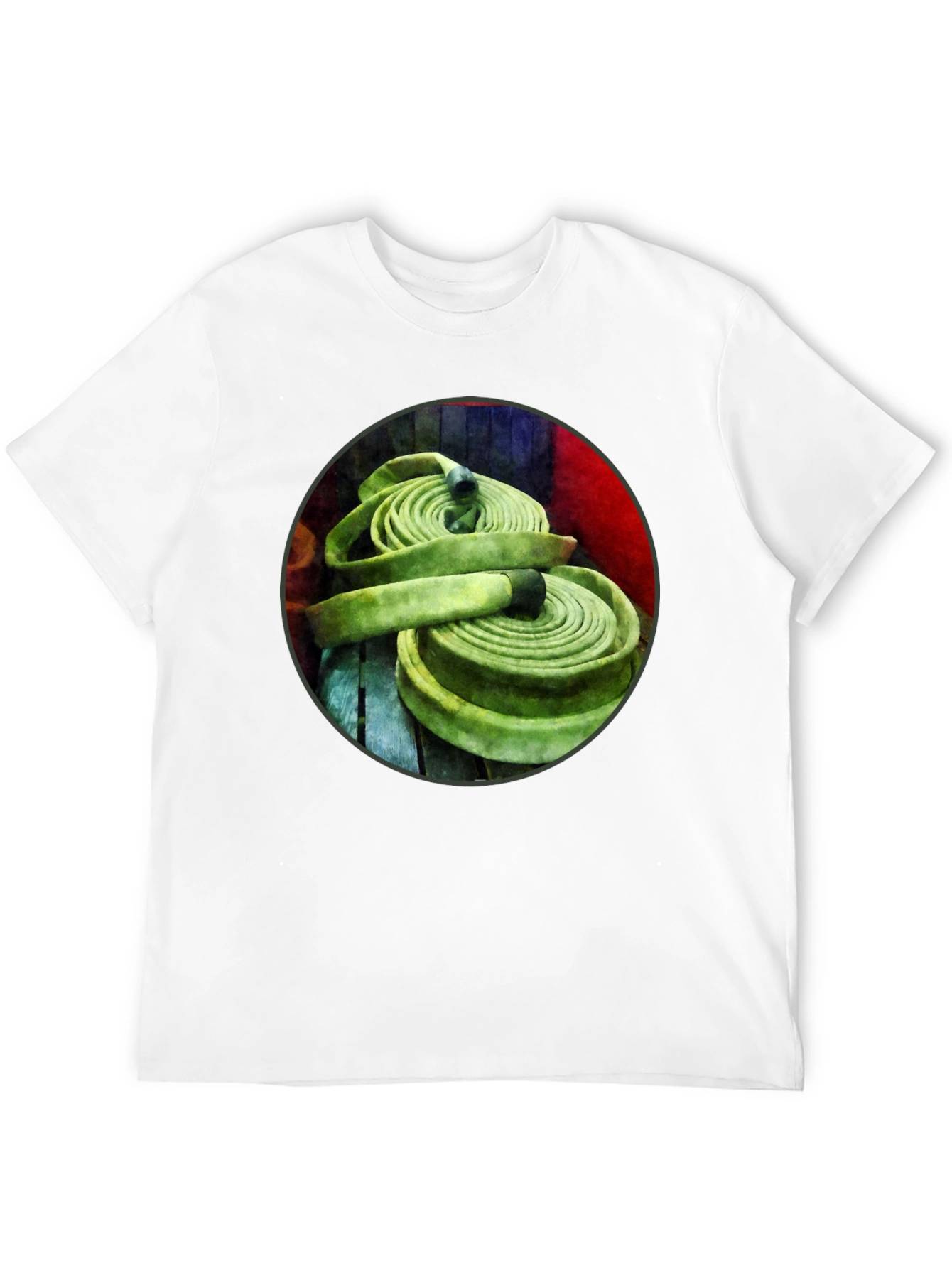 Fire Hose Graphic Tee - Black Crew Neck T-Shirt