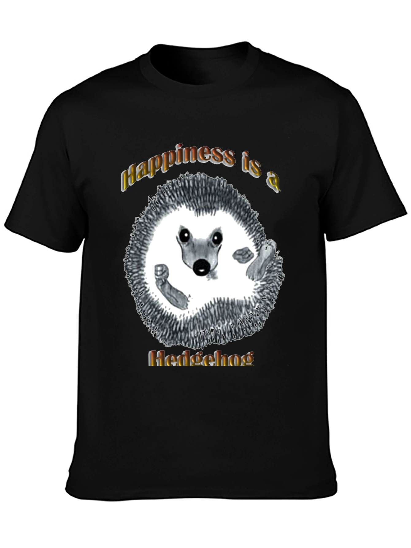 Happiness Hedgehog Graphic T-Shirt - Black