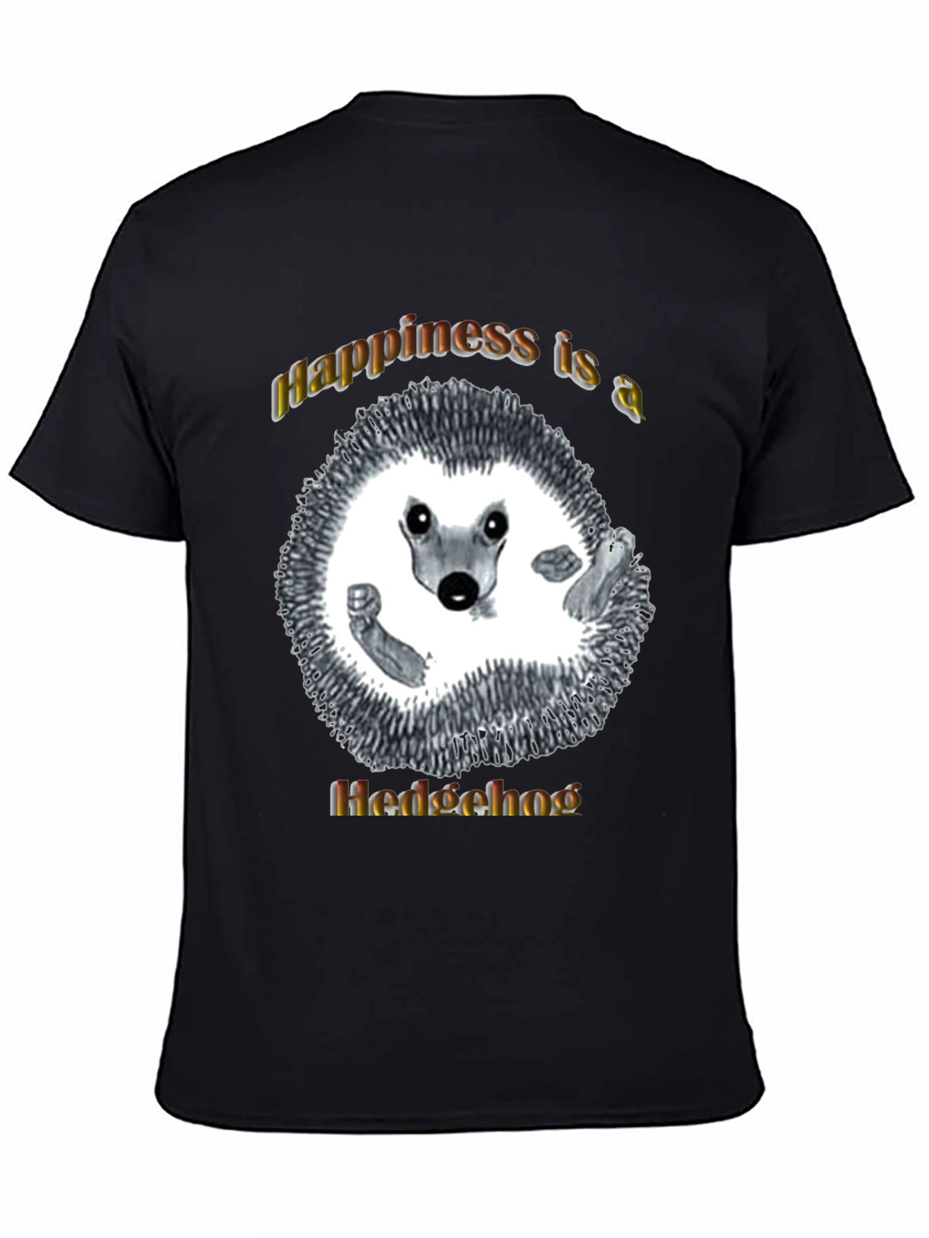 Happiness Hedgehog Graphic T-Shirt - Black