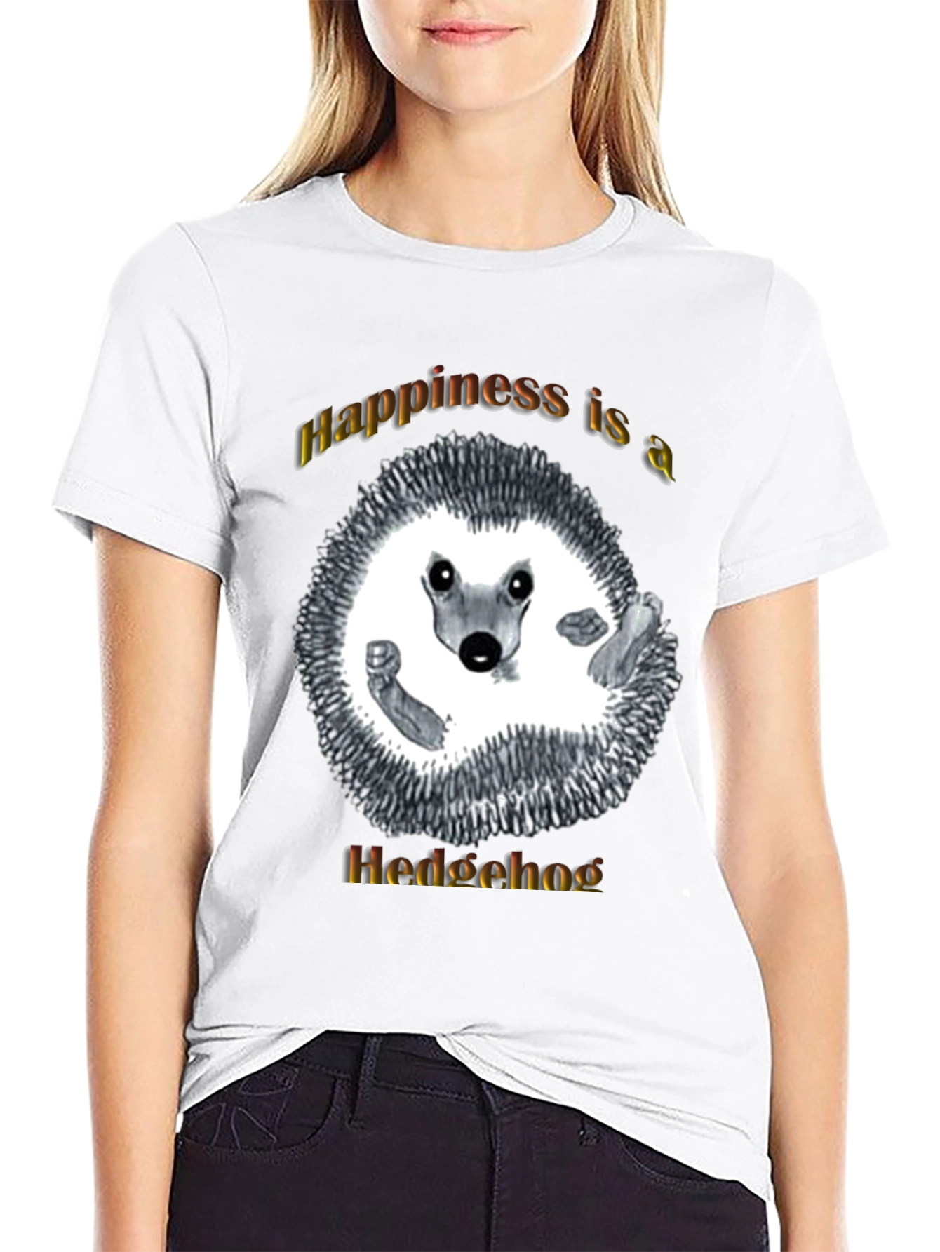 Happiness Hedgehog Graphic T-Shirt - Black