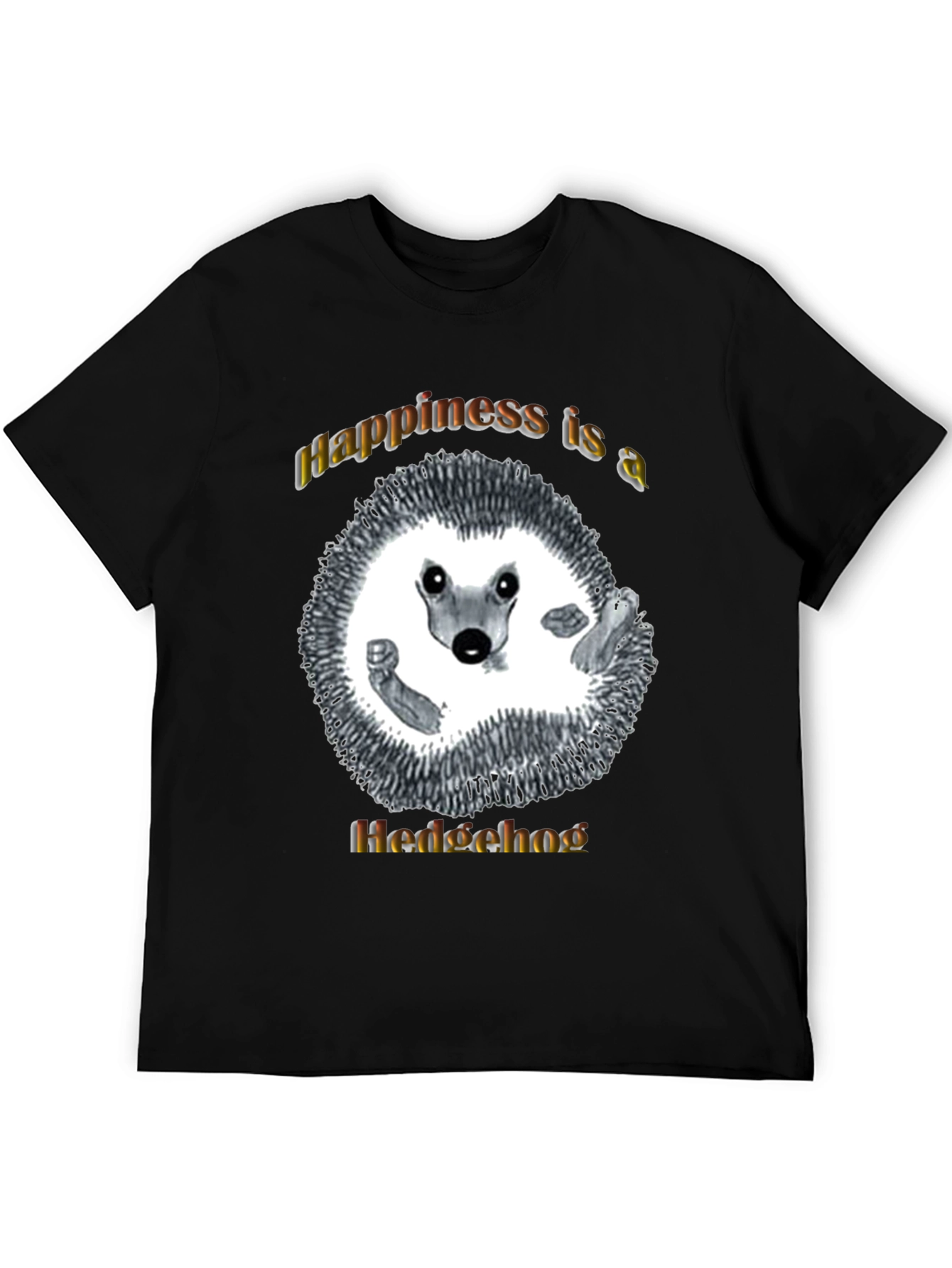 Happiness Hedgehog Graphic T-Shirt - Black