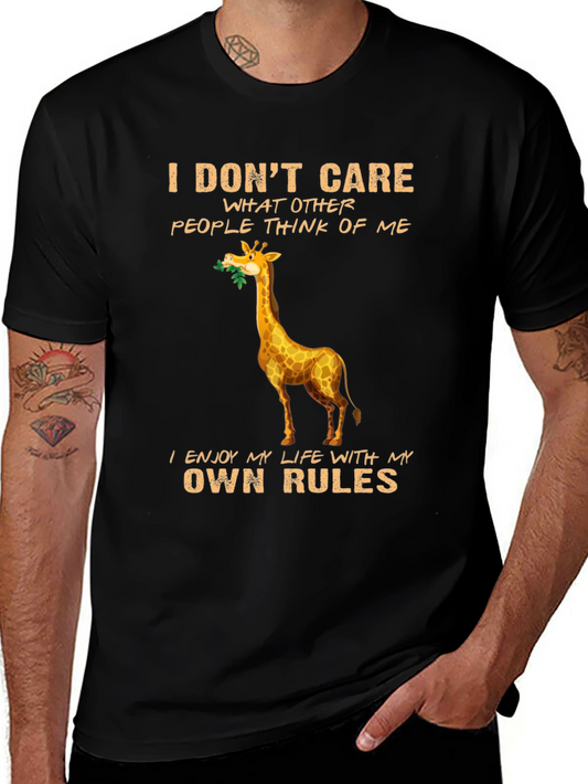 Giraffe Own Rules Graphic Tee - Black Cotton Casual Top