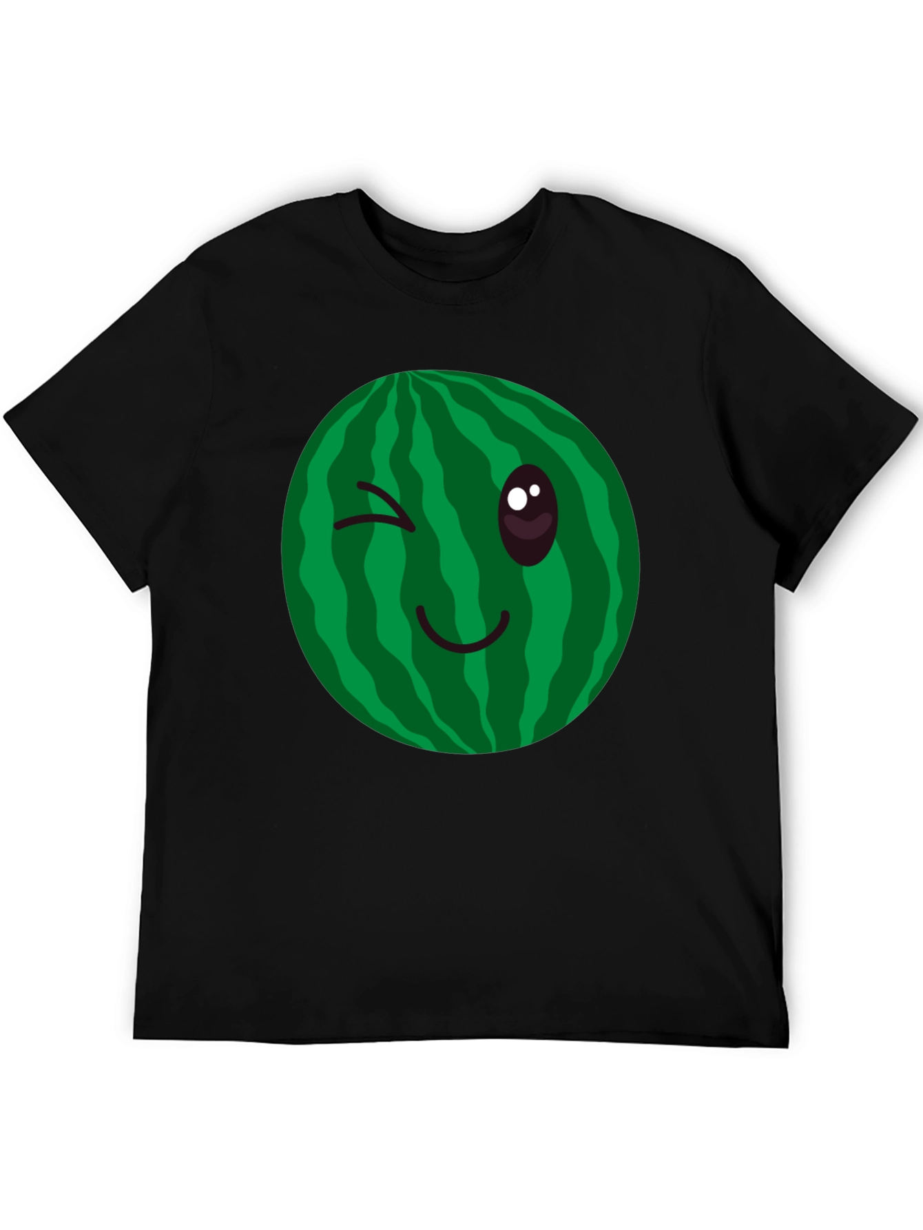 Winking Watermelon Graphic T-Shirt - Black Cotton Tee