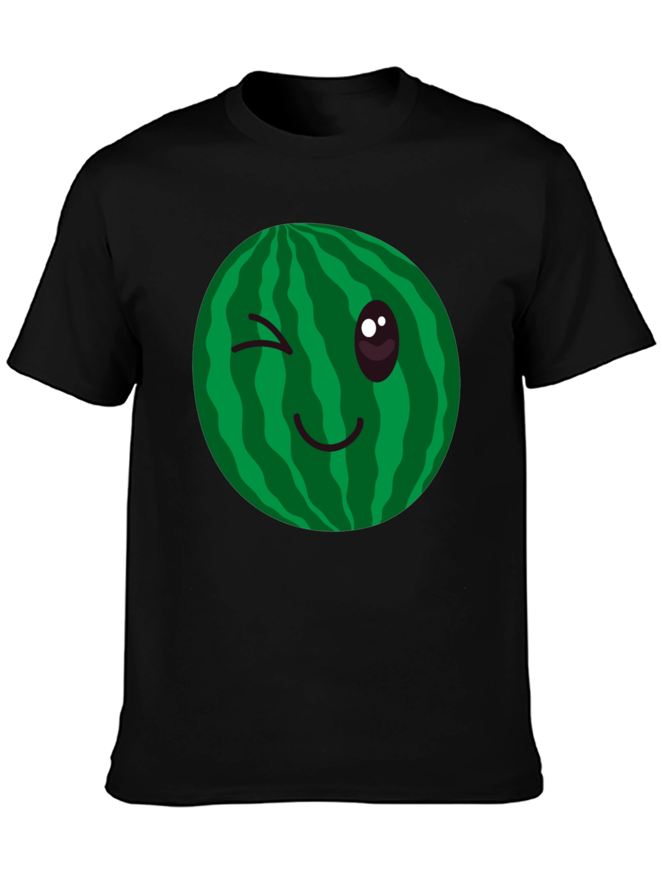 Winking Watermelon Graphic T-Shirt - Black Cotton Tee