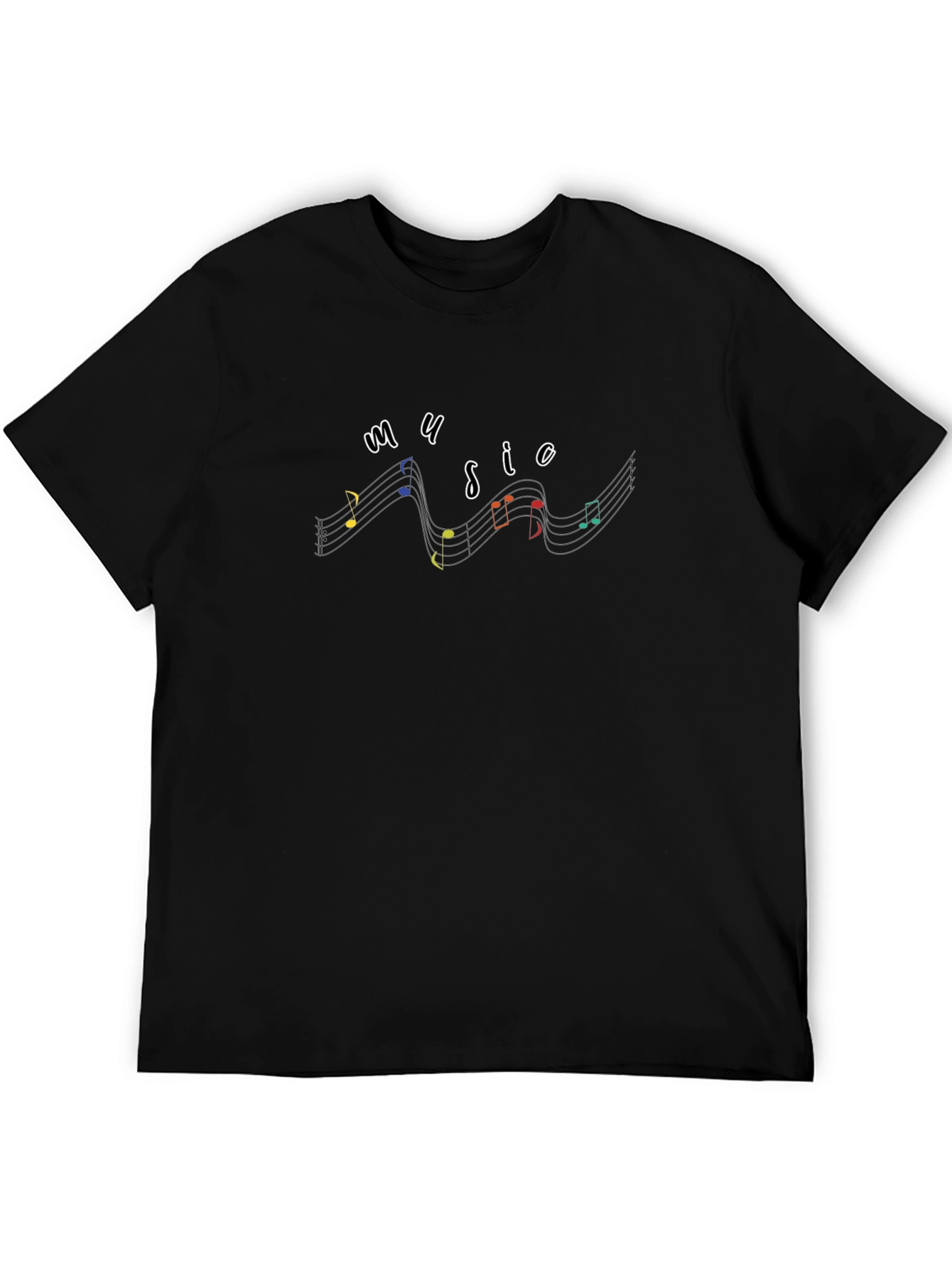 Music Notes Graphic Black T-Shirt