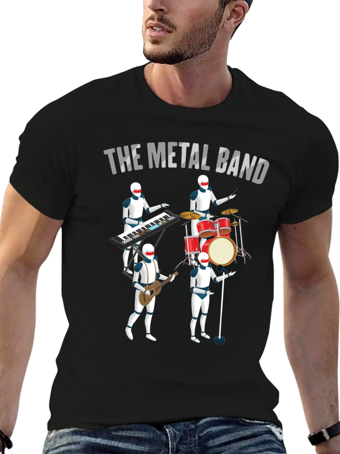 The Metal Band T-Shirt - Robot Music Band Tee