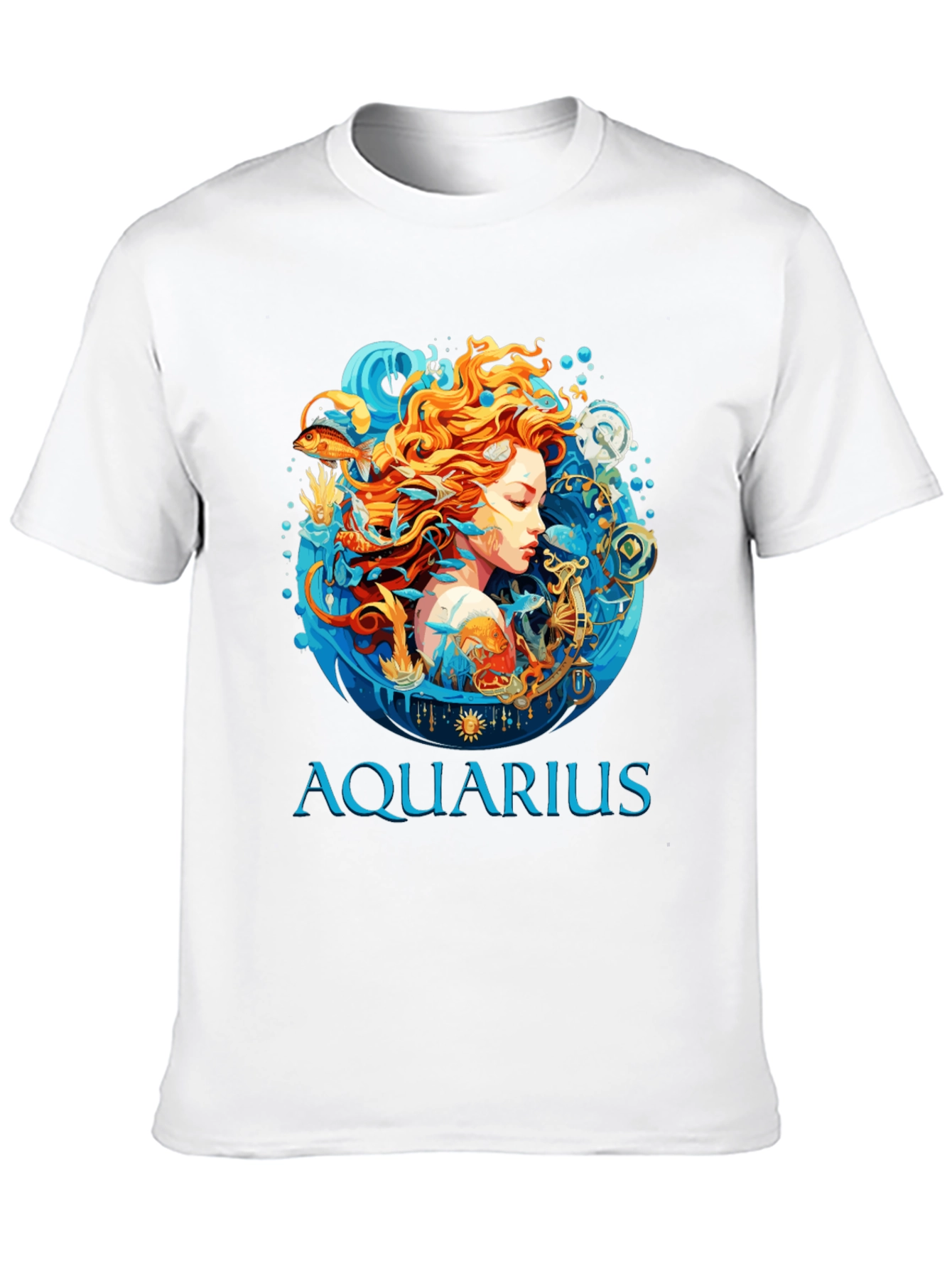 Aquarius Zodiac Graphic Print Black T-Shirt