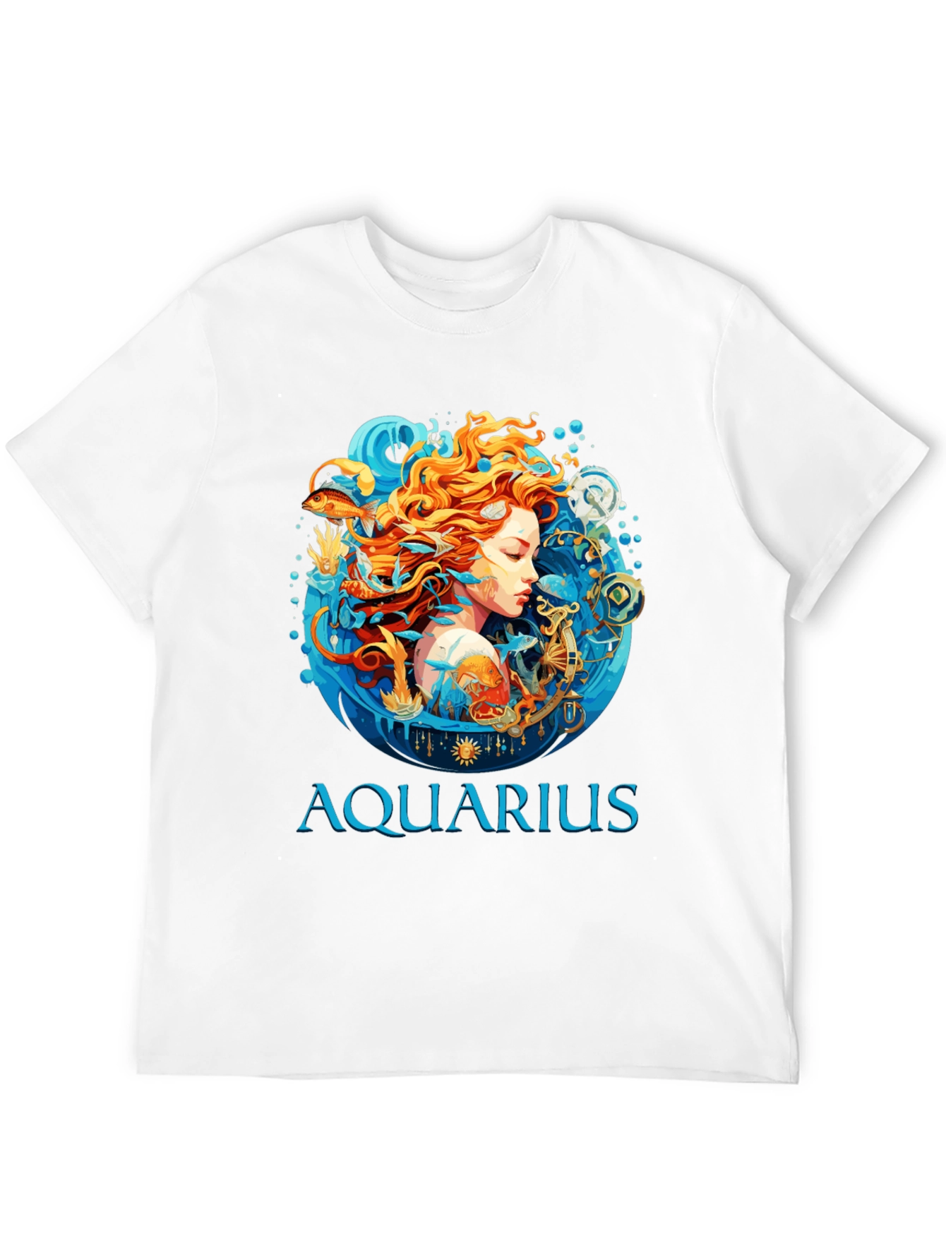 Aquarius Zodiac Graphic Print Black T-Shirt