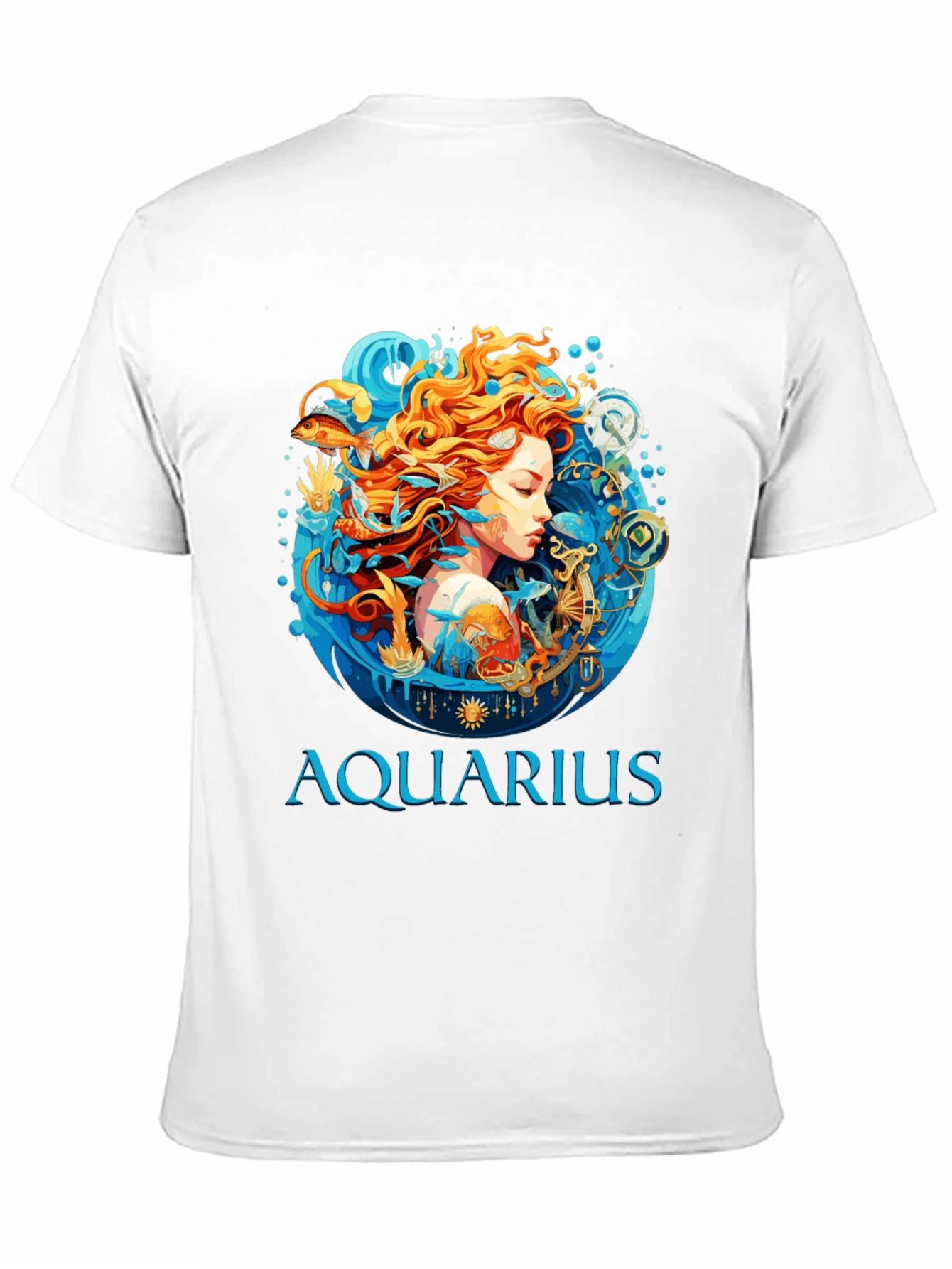 Aquarius Zodiac Graphic Print Black T-Shirt