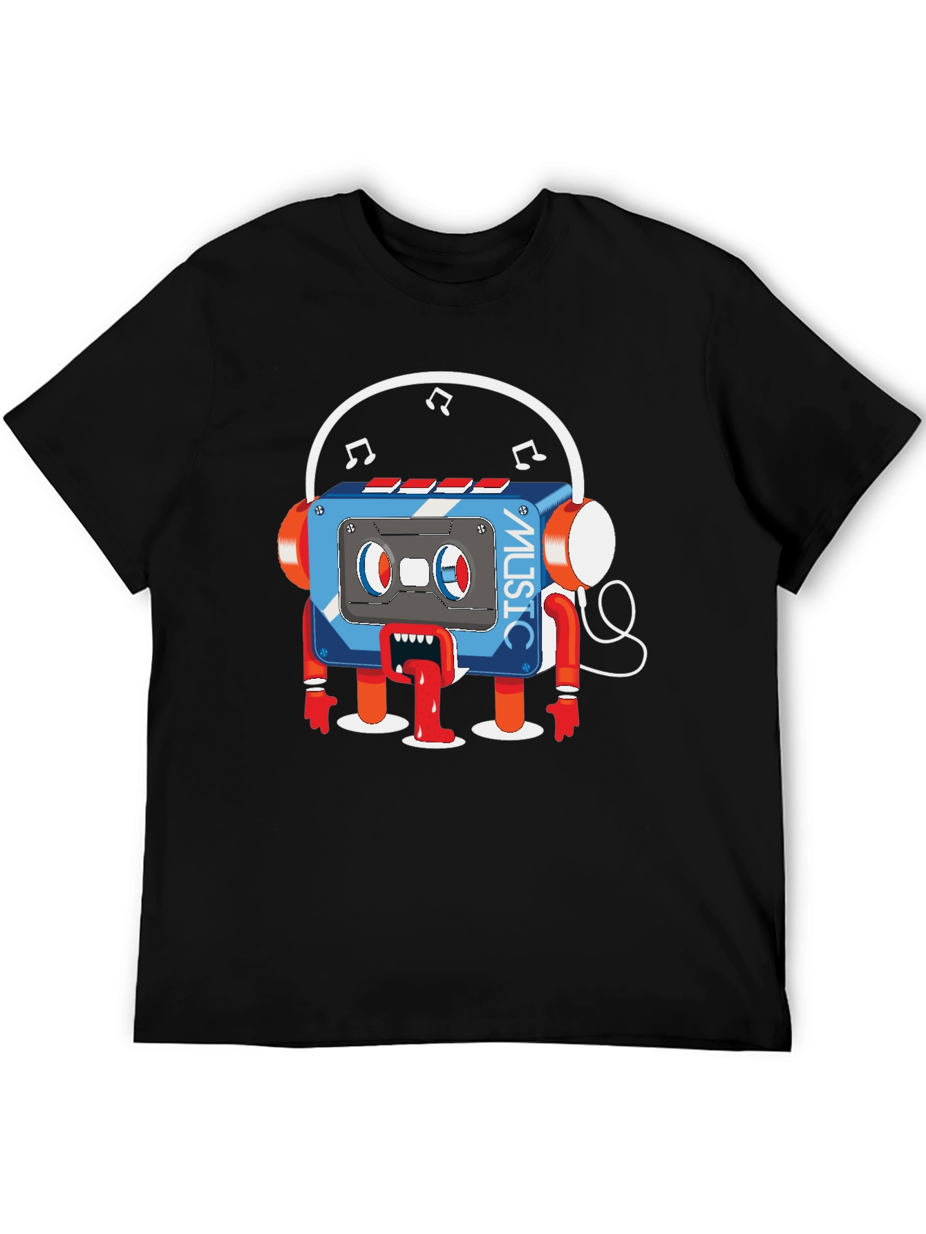 Cartoon Cassette Tape Music Graphic T-Shirt